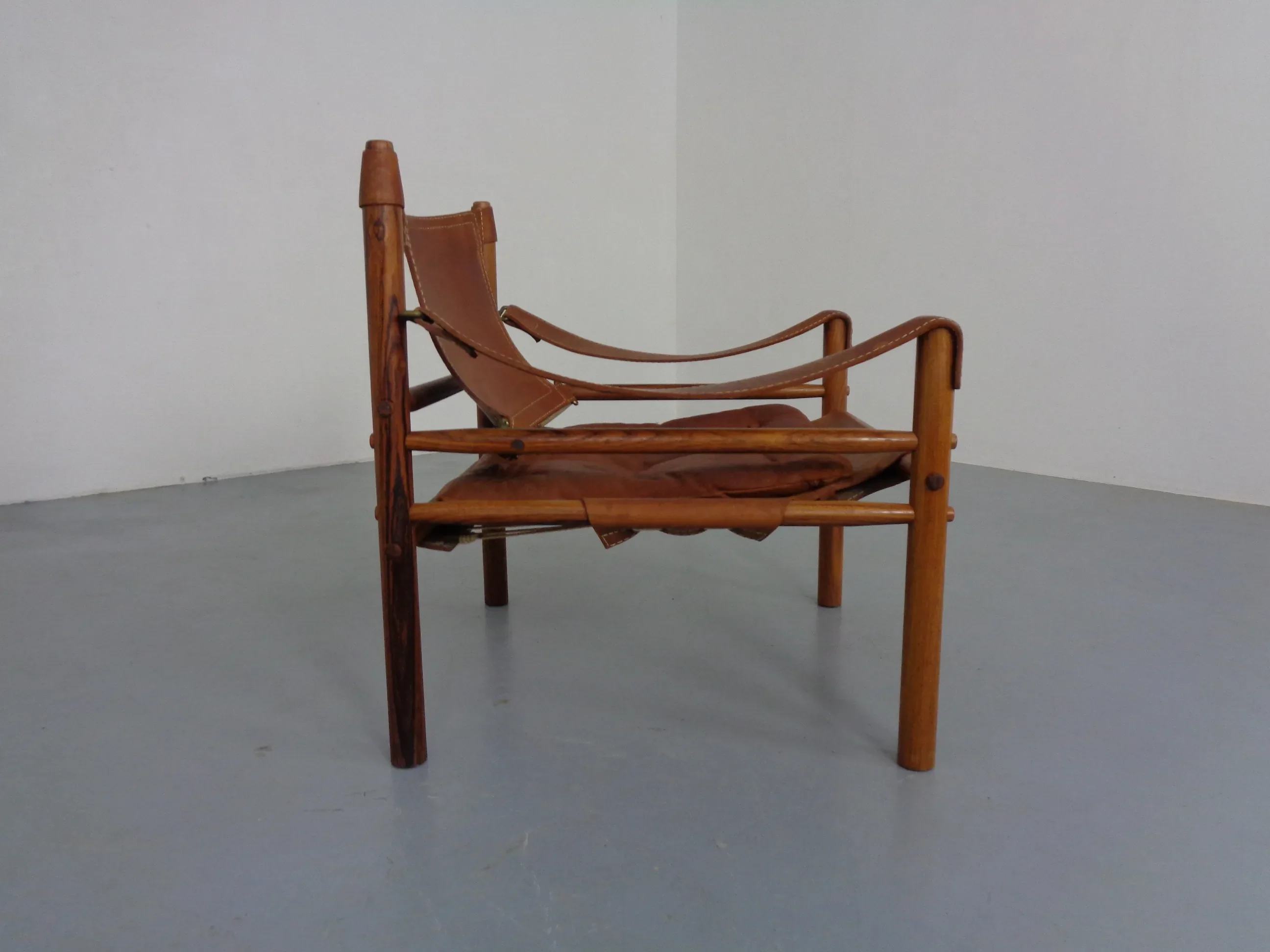 Sirocco Safari Chair in Rosewood and Leather by Arne Norell, Sweden, 1960s