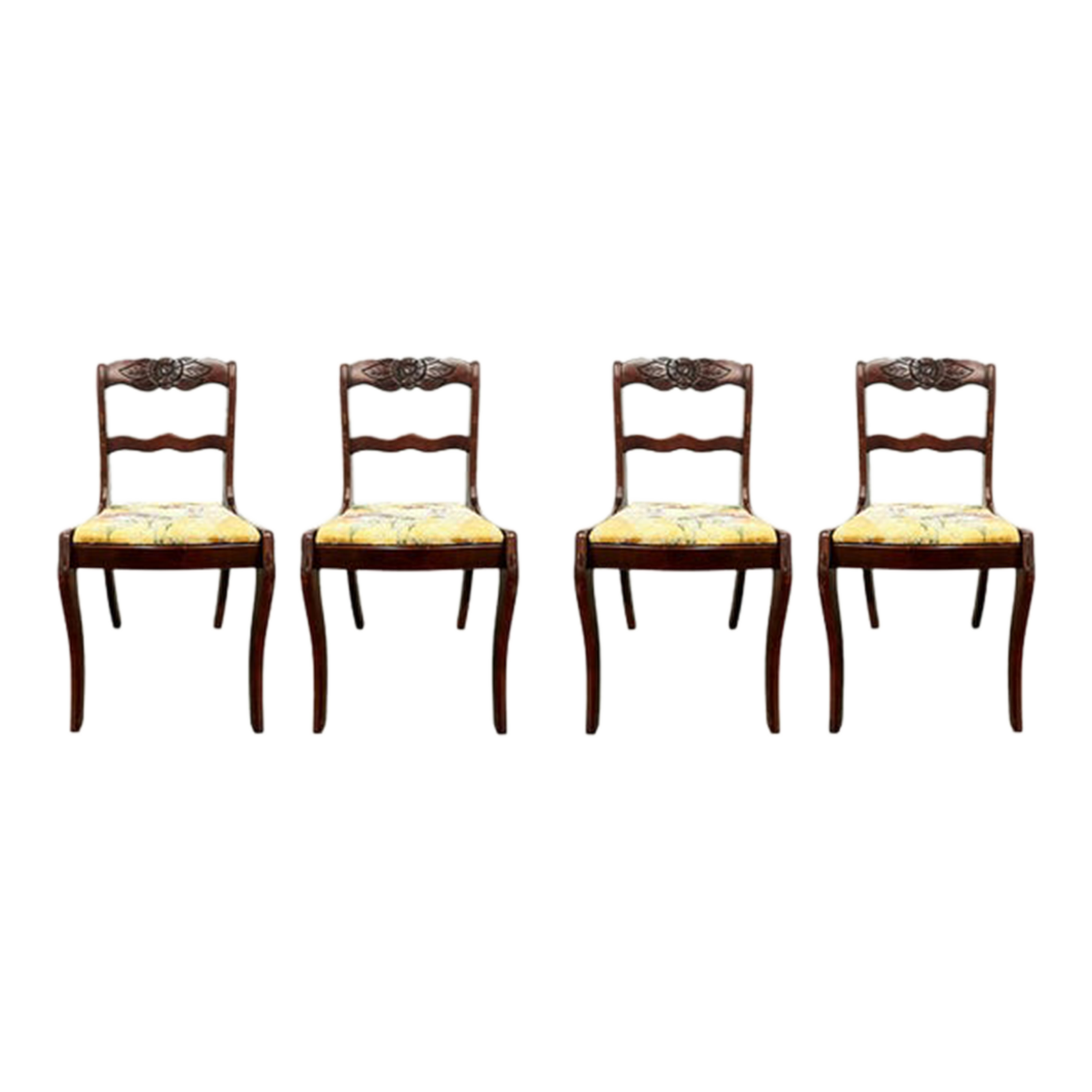 1950s Vintage Tell City Duncan Phyfe Style Mahogany Rose Back Dining