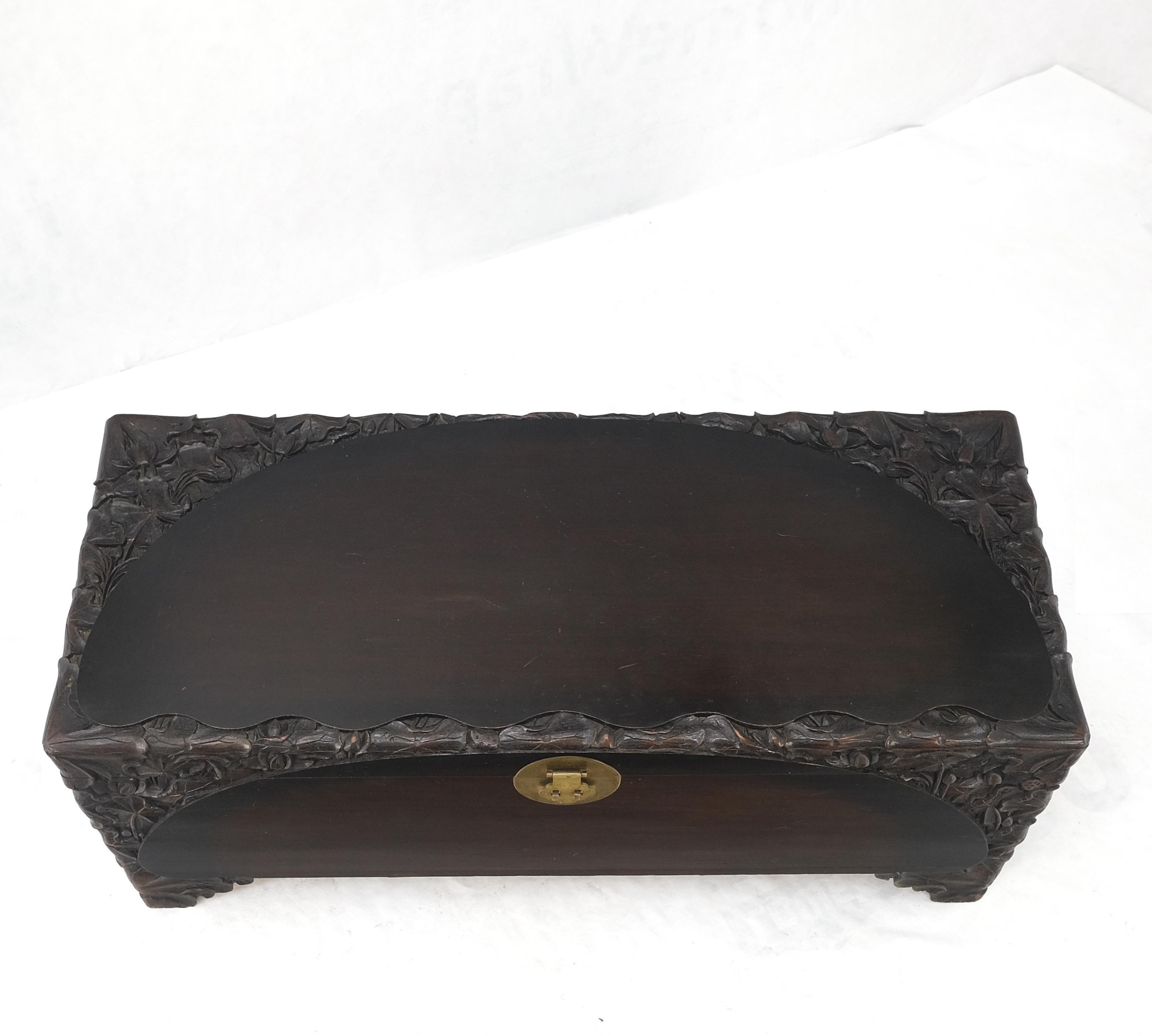 Ebonized Carved Teak Cedar Lined Brass Latch Circa 1920s Ebonized Carved Teak Cedar Lined Brass Latch Circa 1920s