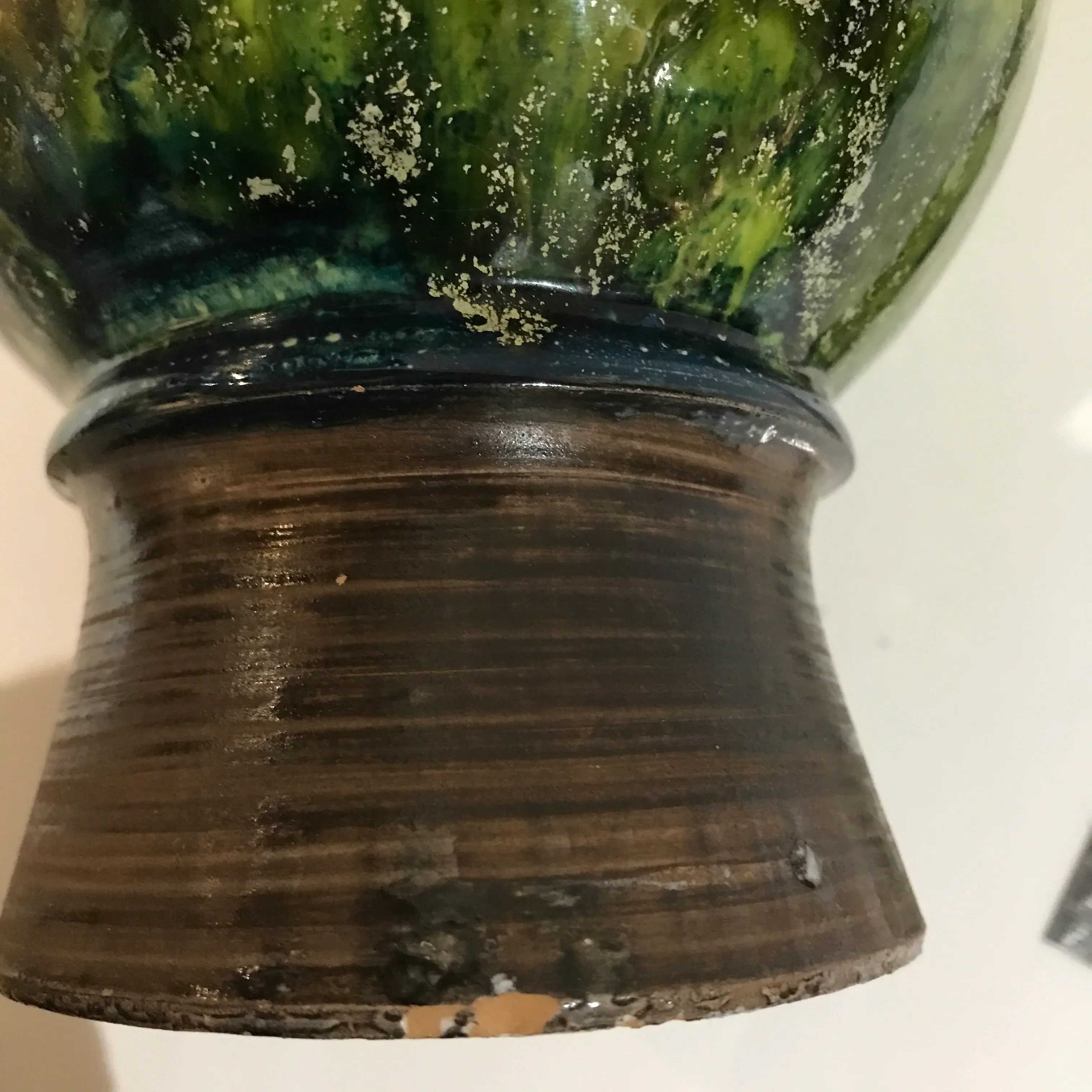 Mid Century Raymor Italy Green Drip Glaze Majolica Vase
