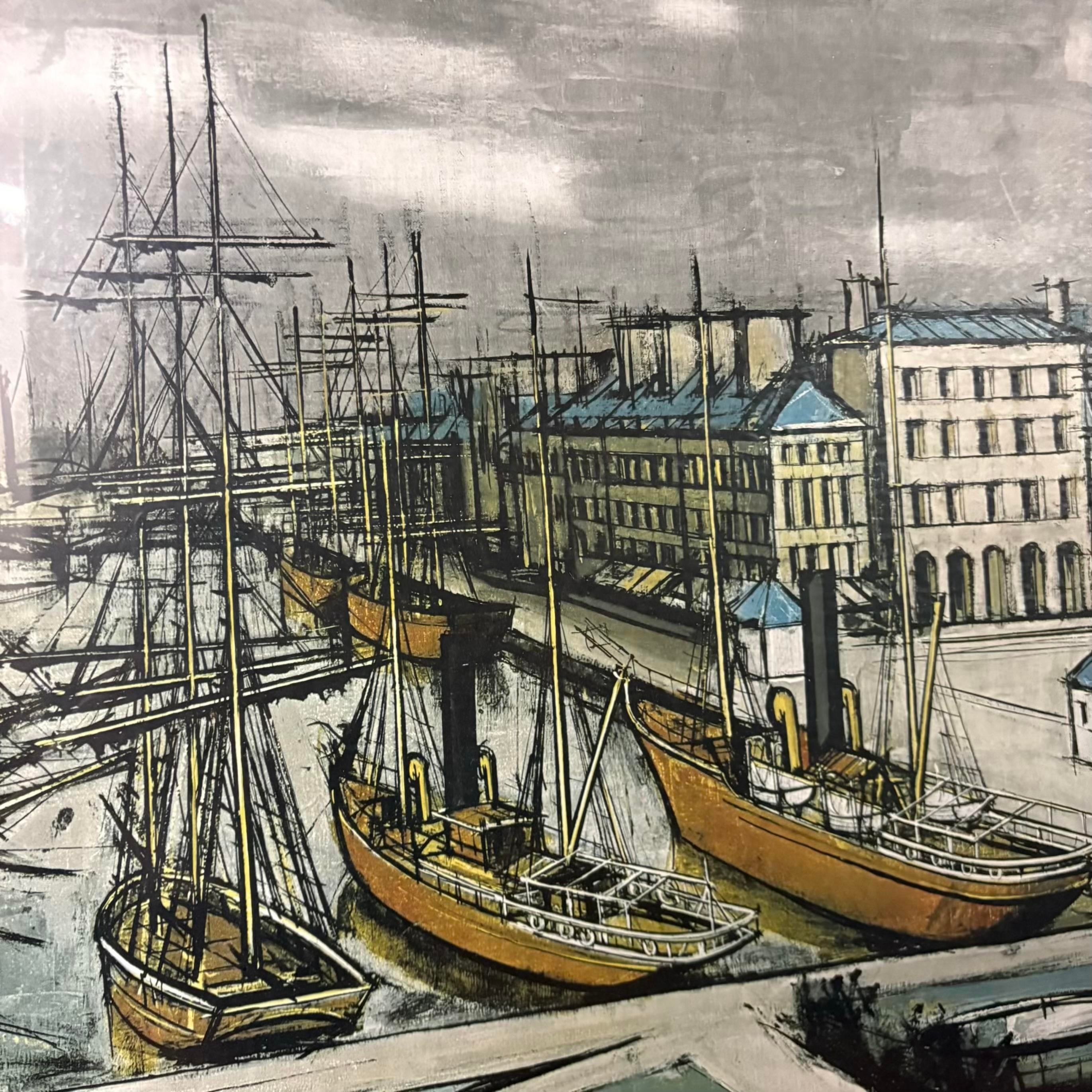 Bernard Buffet “Le Havre” Harbor Scene Lithograph, 1972