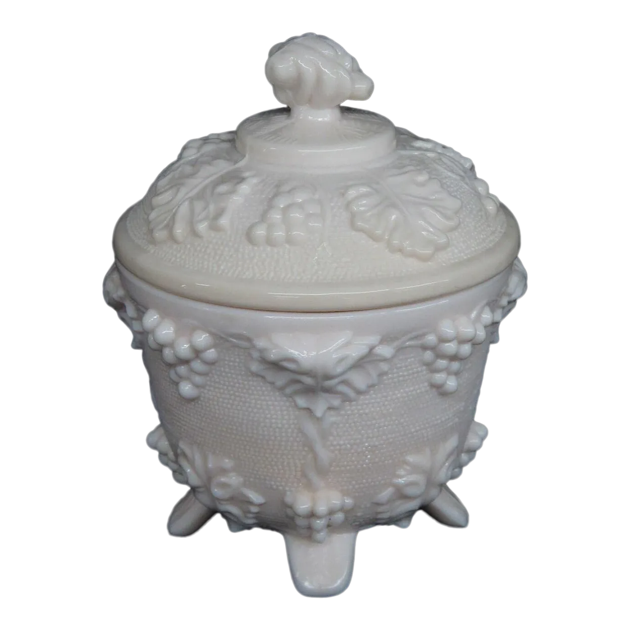 Shell Pink Milk Glass Footed Candy Dish with Lid Chairish