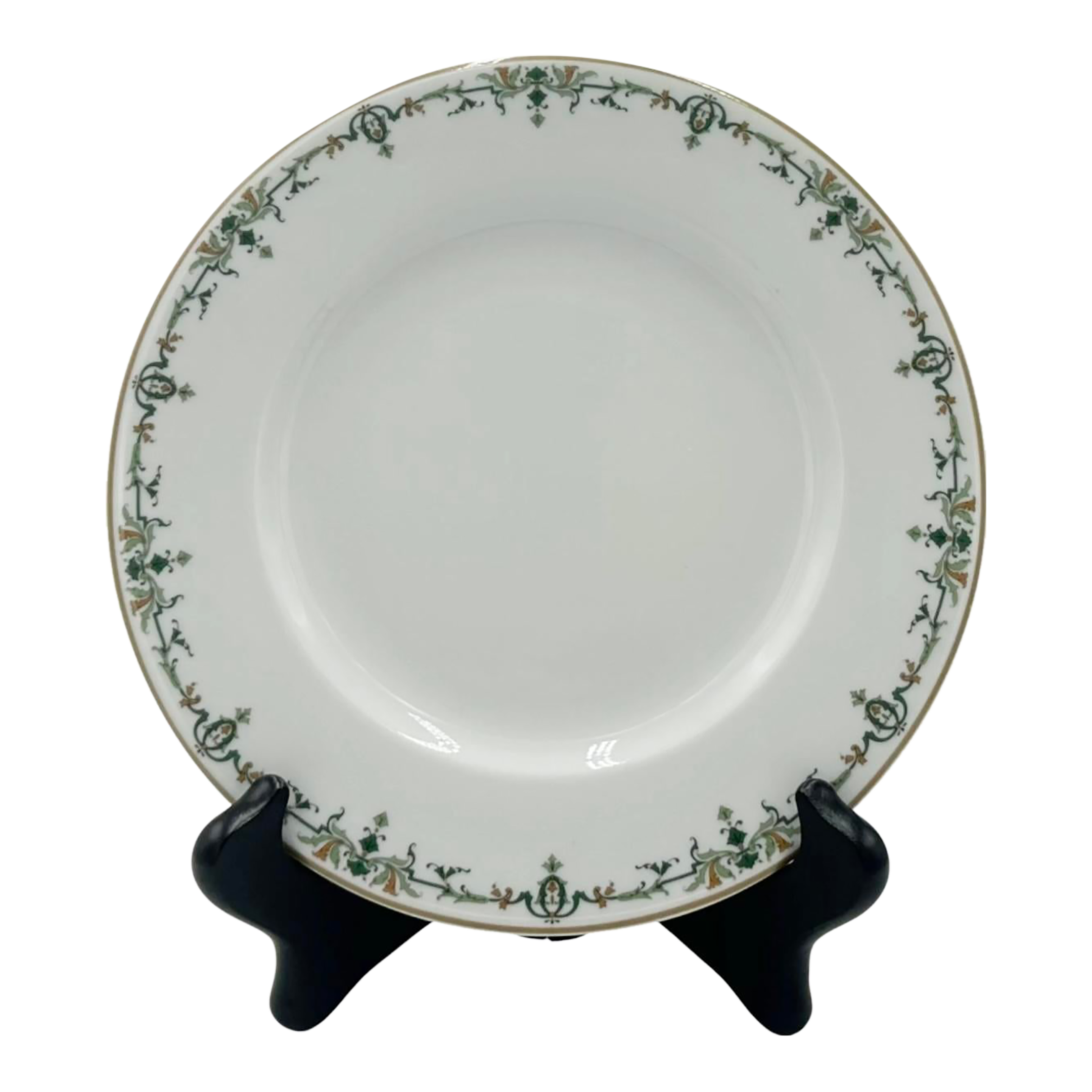 1990s 5-Star Ritz Paris Hotel Porcelain Bread & Butter Dessert Plate with Green Trim