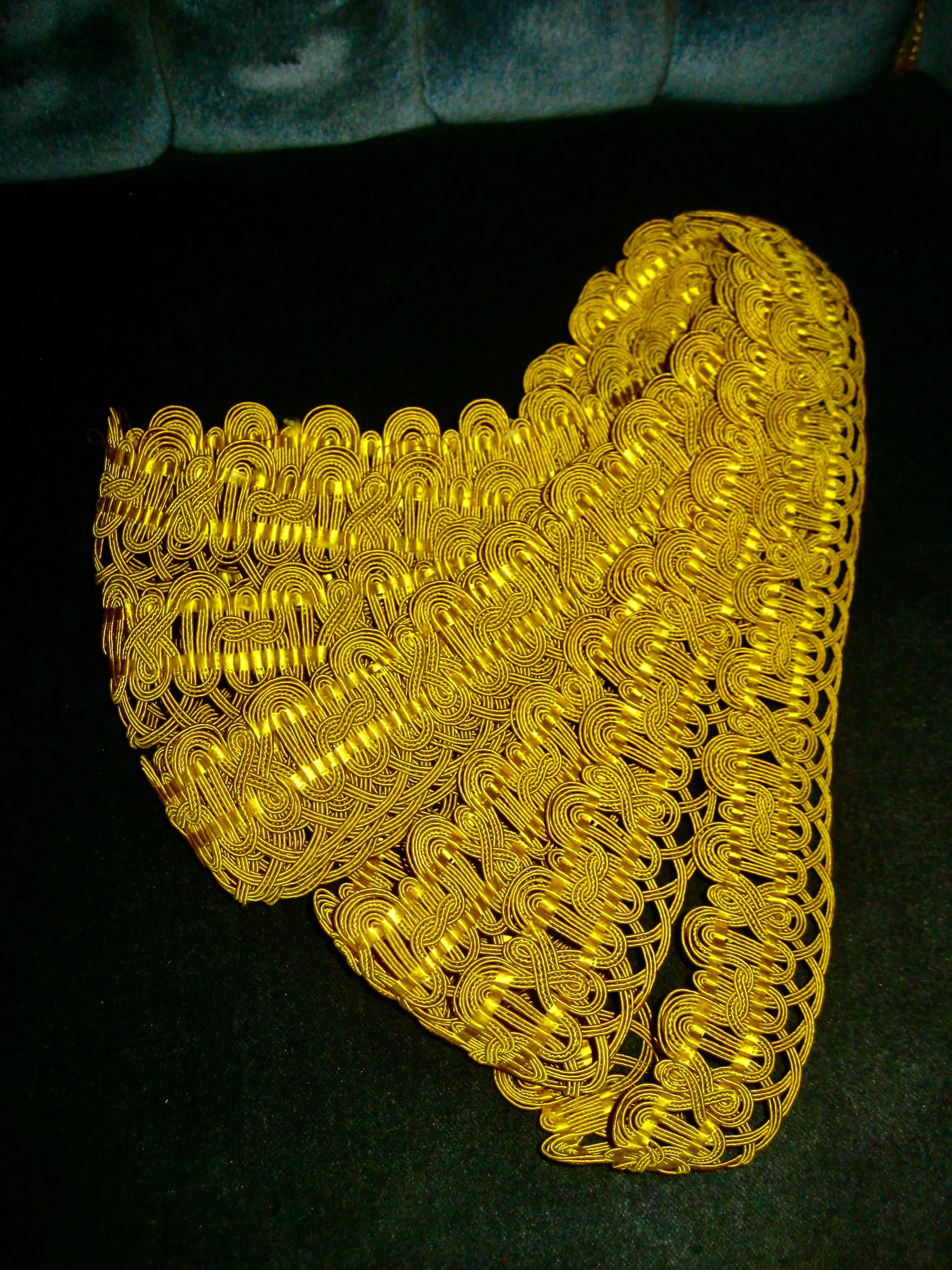 French Large Yellow Silk Trim Circa 1780 - 5 Yards