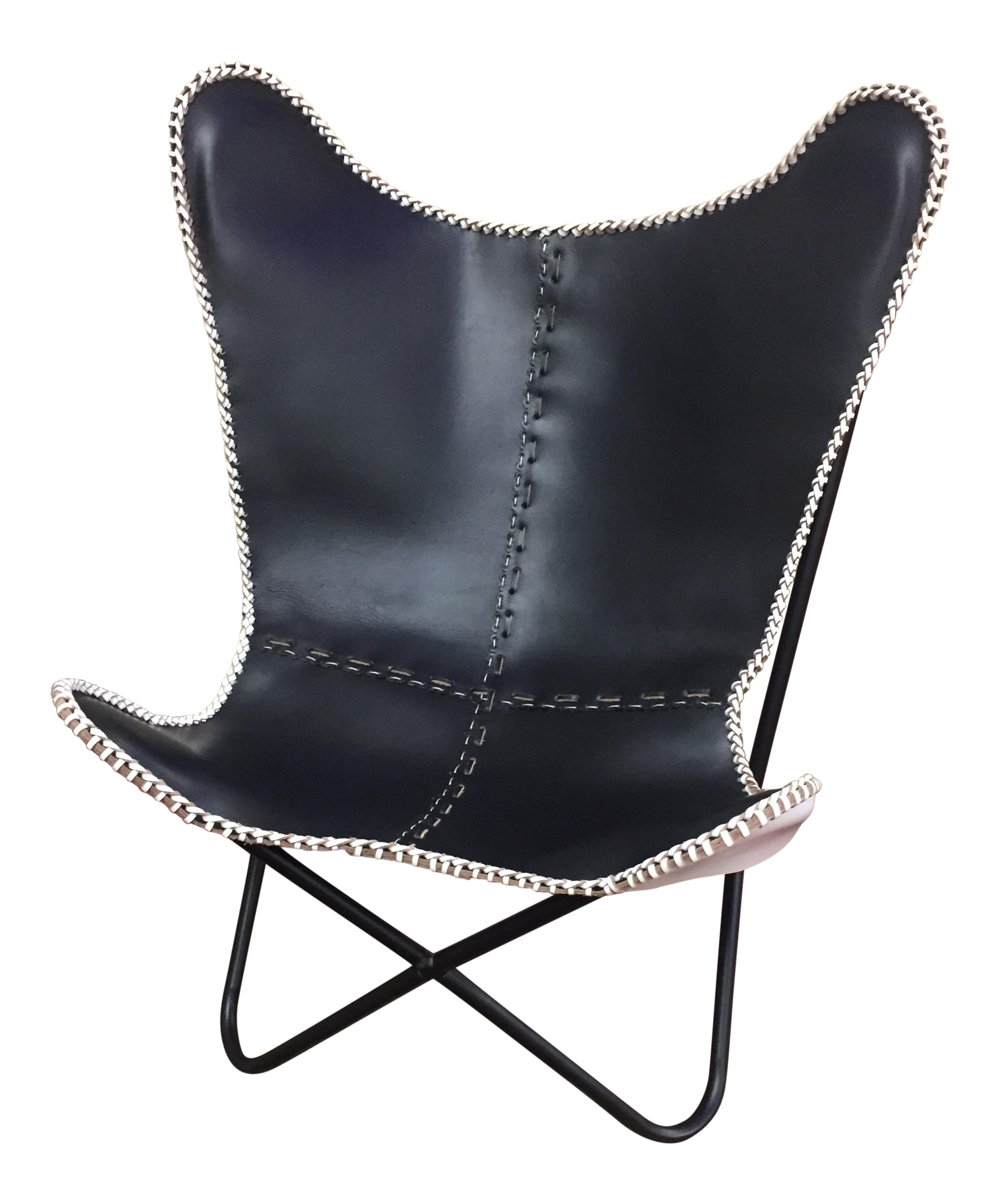 Black Leather Butterfly Chair Chairish