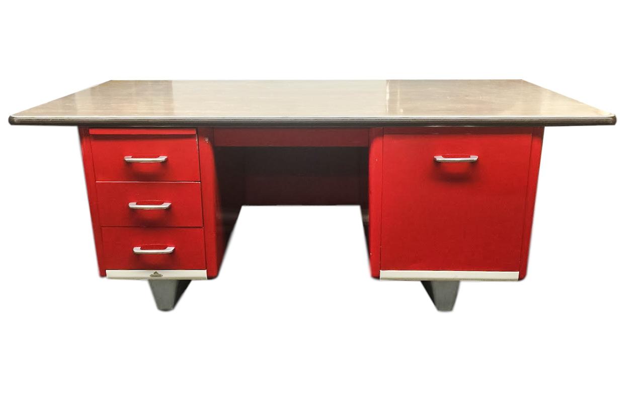 Vintage Red Tanker Desk by Ase Chairish