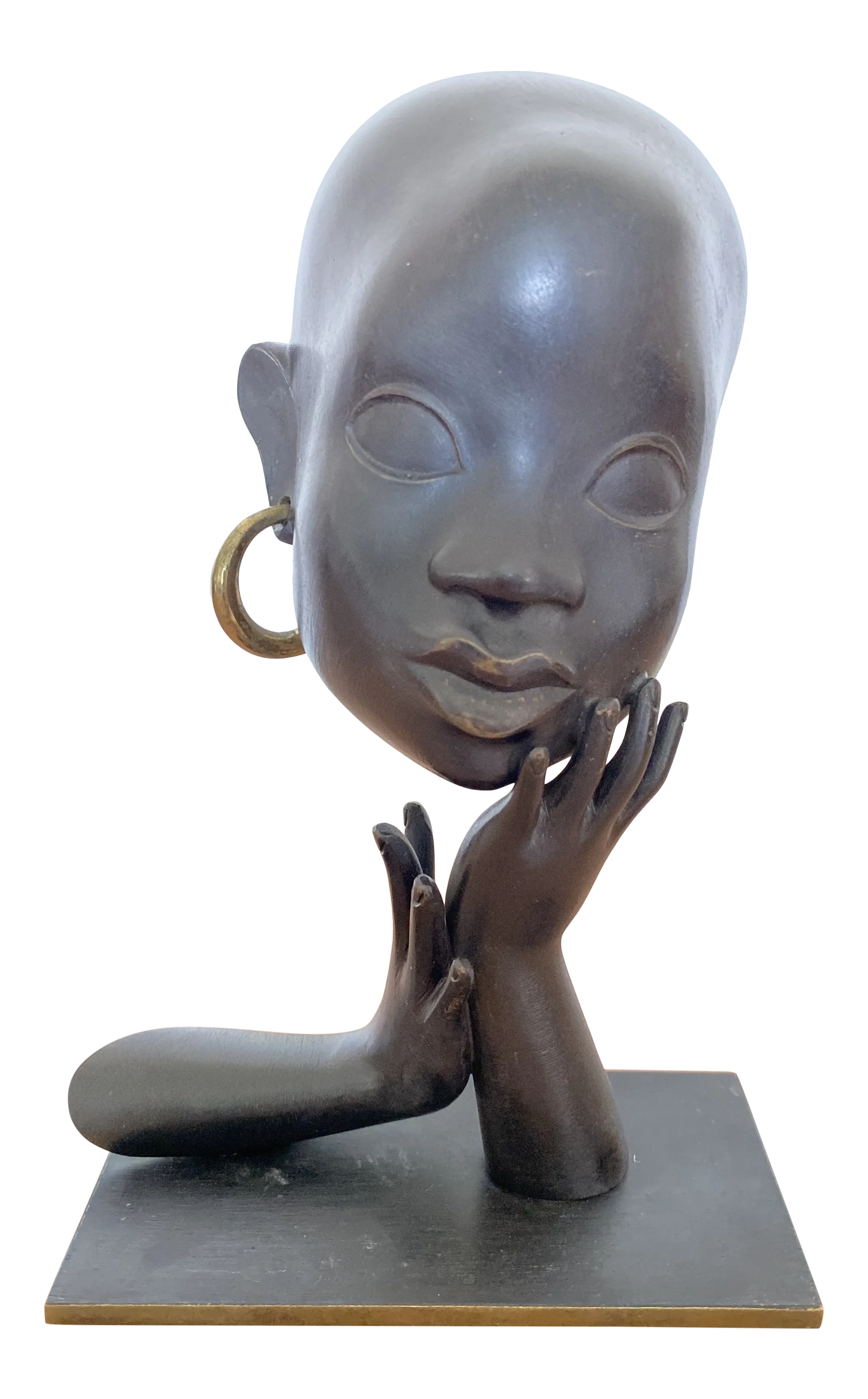 Early 1930s Karl Hagenaur First Edition African Bust Bronze Sculpture