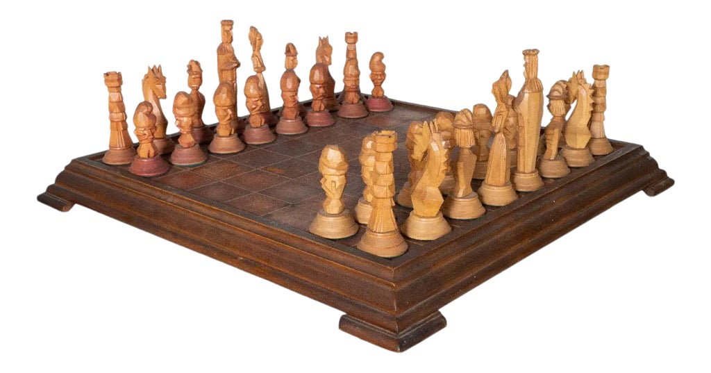 Handmade European Wooden Chess Set with 21 Inch Board and