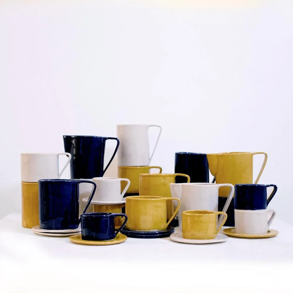 Milano Notte Milk Jug & 4 Espresso Cups and Saucers by Marta Benet, Set of 9