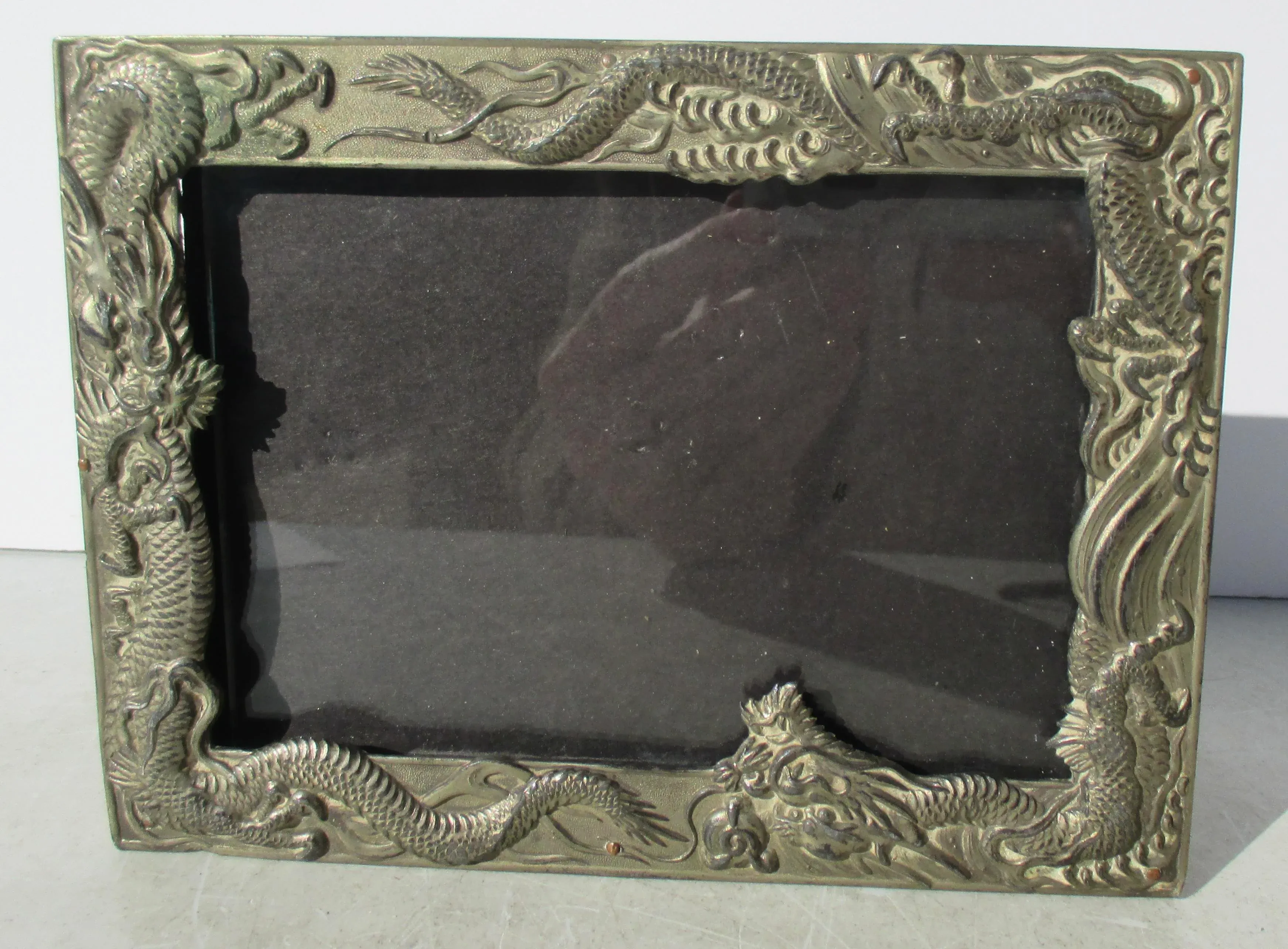 オルゴール付き写真アルバム ヴィンテージ 螺鈿 シェル 日本製 富士山 日本画 Antique Japanese Nickel Silver Dragon Frame Circa 20s