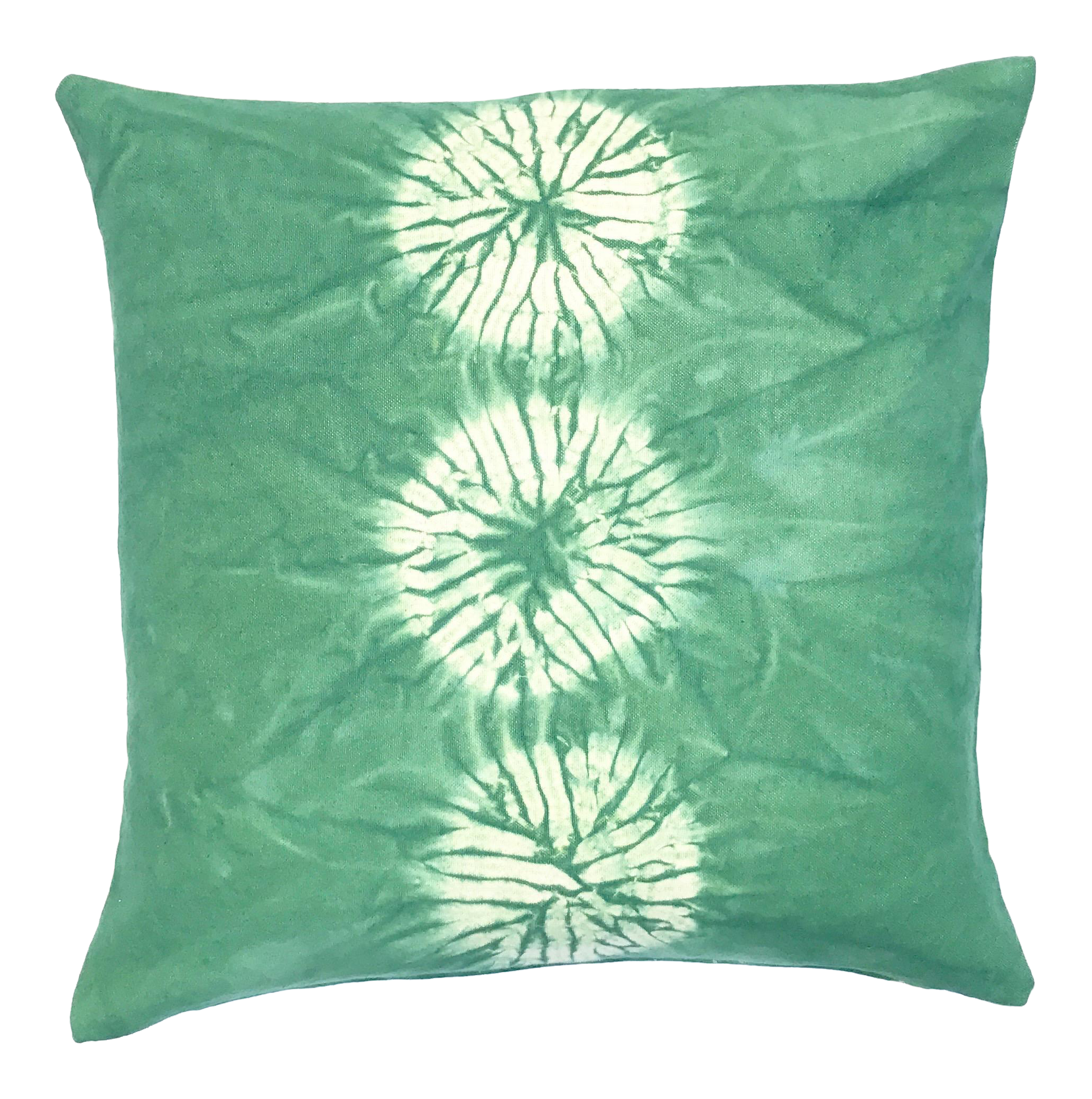 Forest Green Pillow Cover With Nui Shibori Circle Design Bright Green