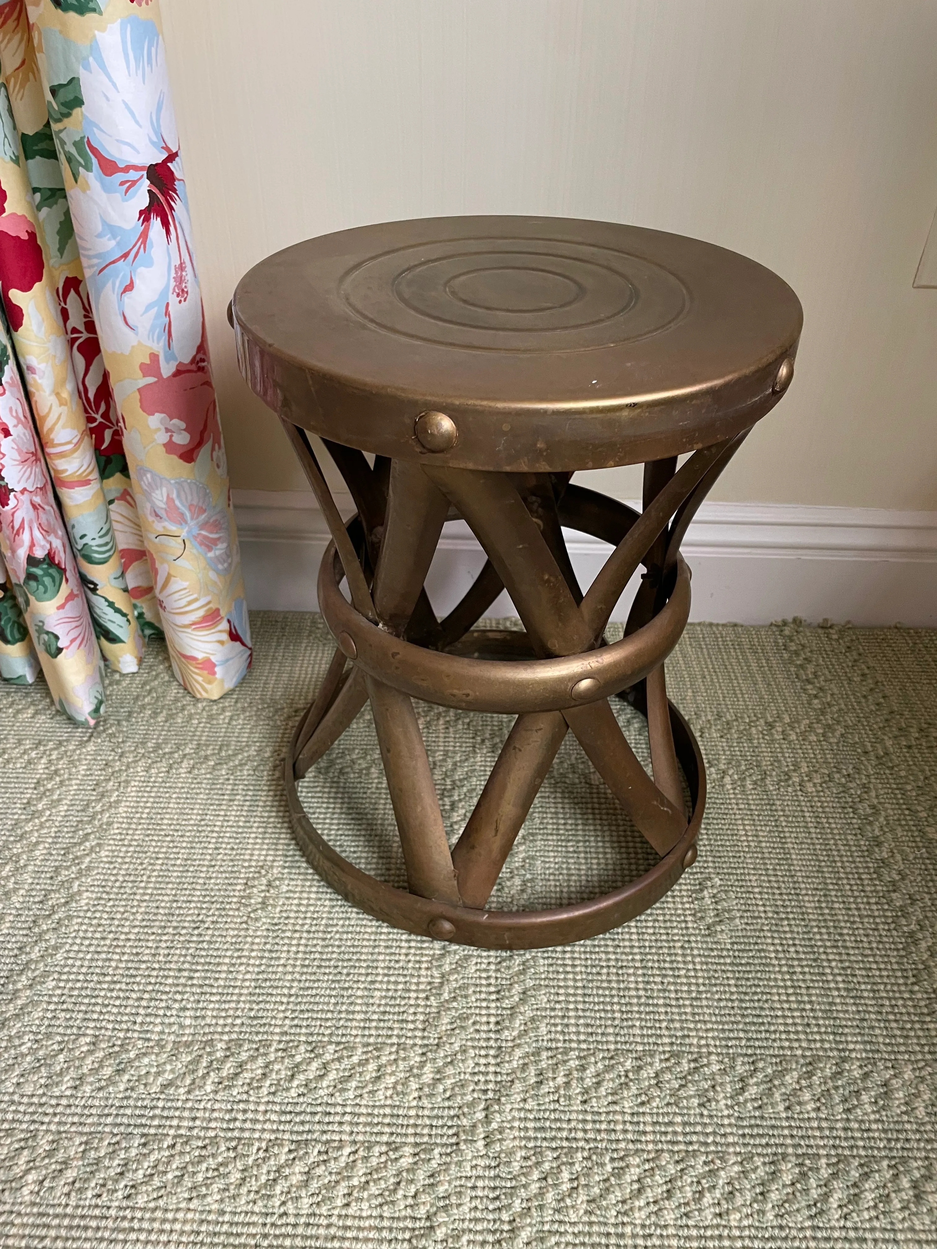 Mid Century Modern Brass Drum Stool Chairish