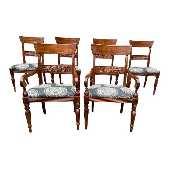 Vintage Ethan Allen British Colonial Regency Style Dining Chairs- Set ...