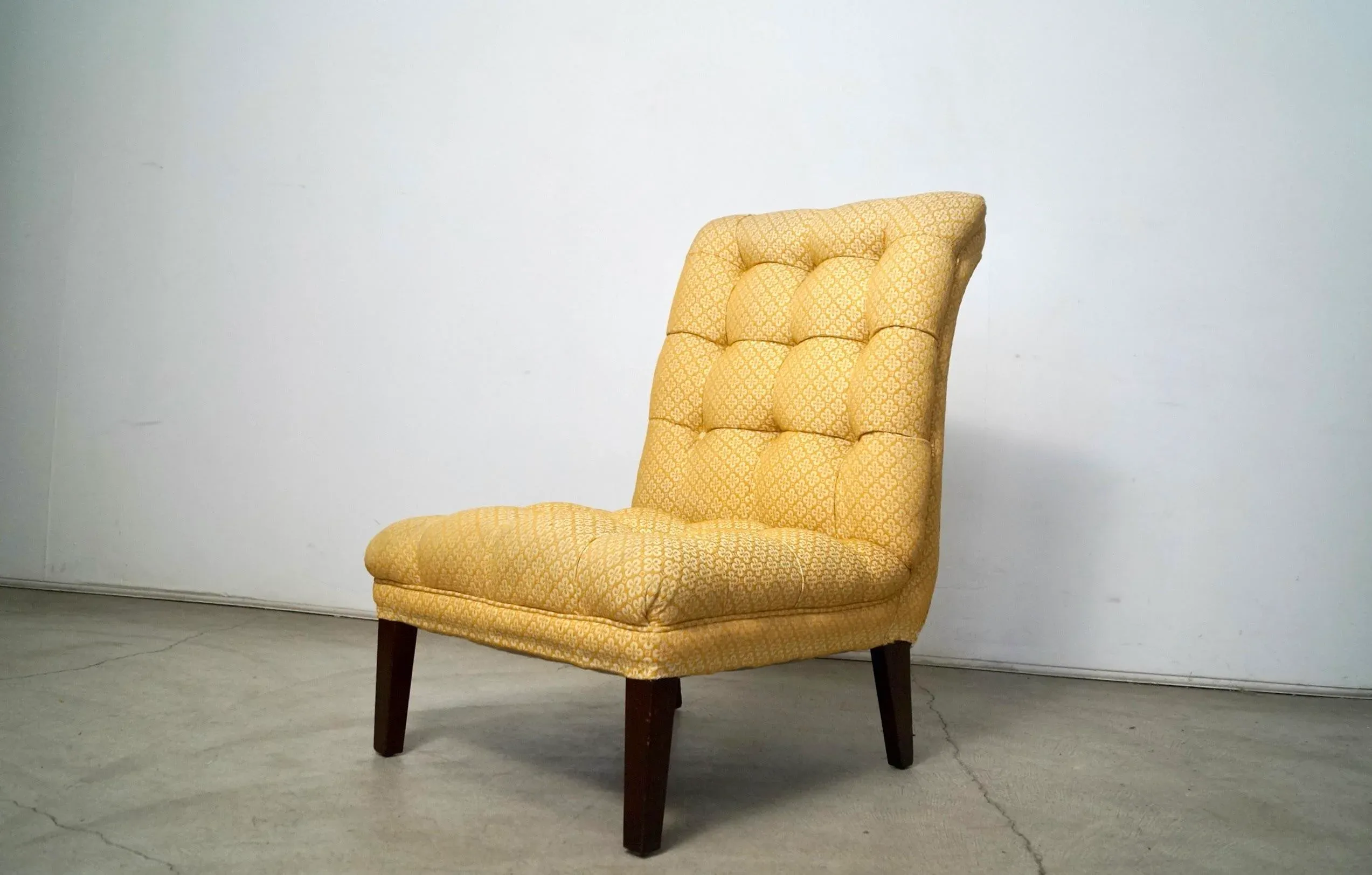 1960's Hollywood Regency Tufted Scoop Slipper Chair Chairish