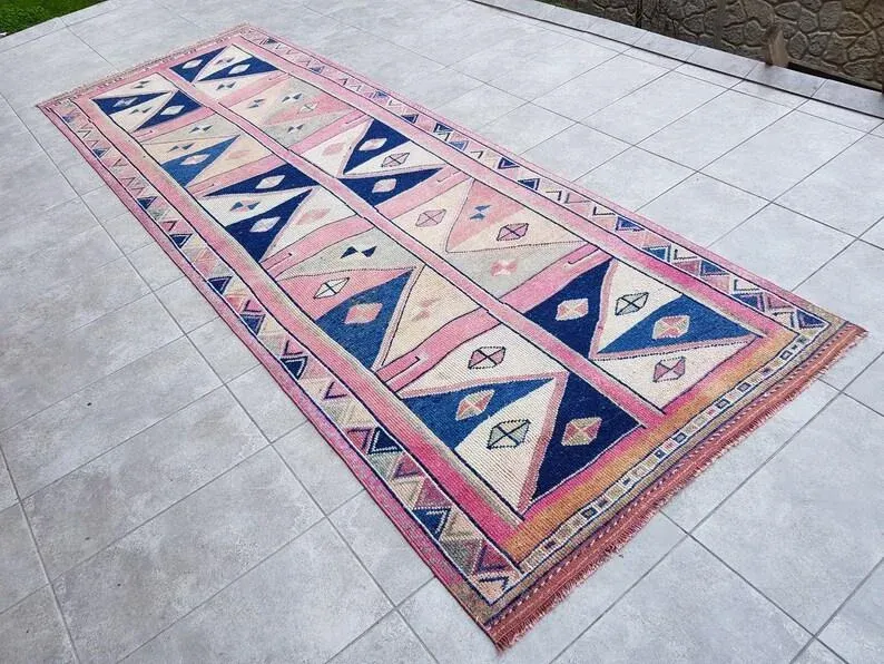 1960s Large Cream Runner, Oversize Runner Rug, Oushak Runner Rug, Farmhouse Decor