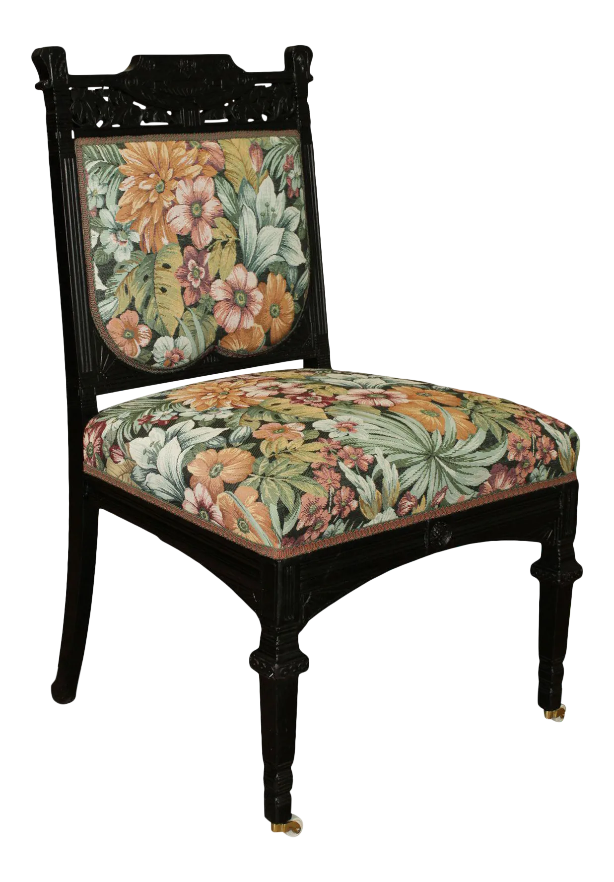 Antique Ebonized Aesthetic Carved Side Chair Chairish