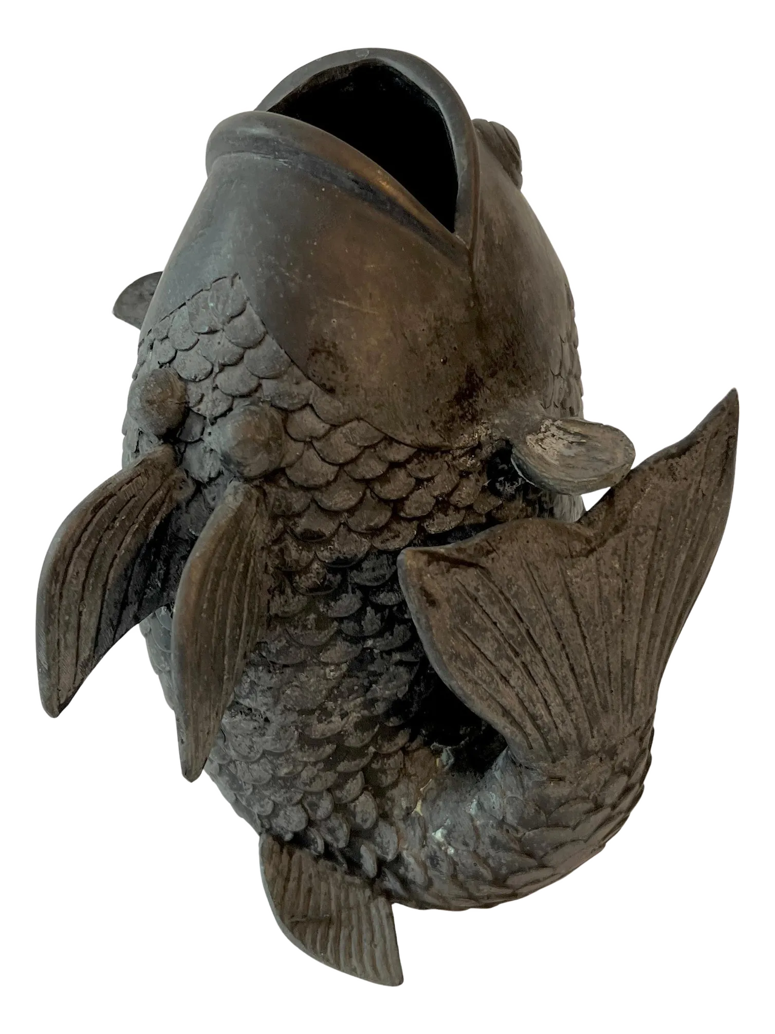 Bronze Sculpture of a Koi Fish Sculpture Vase | Chairish
