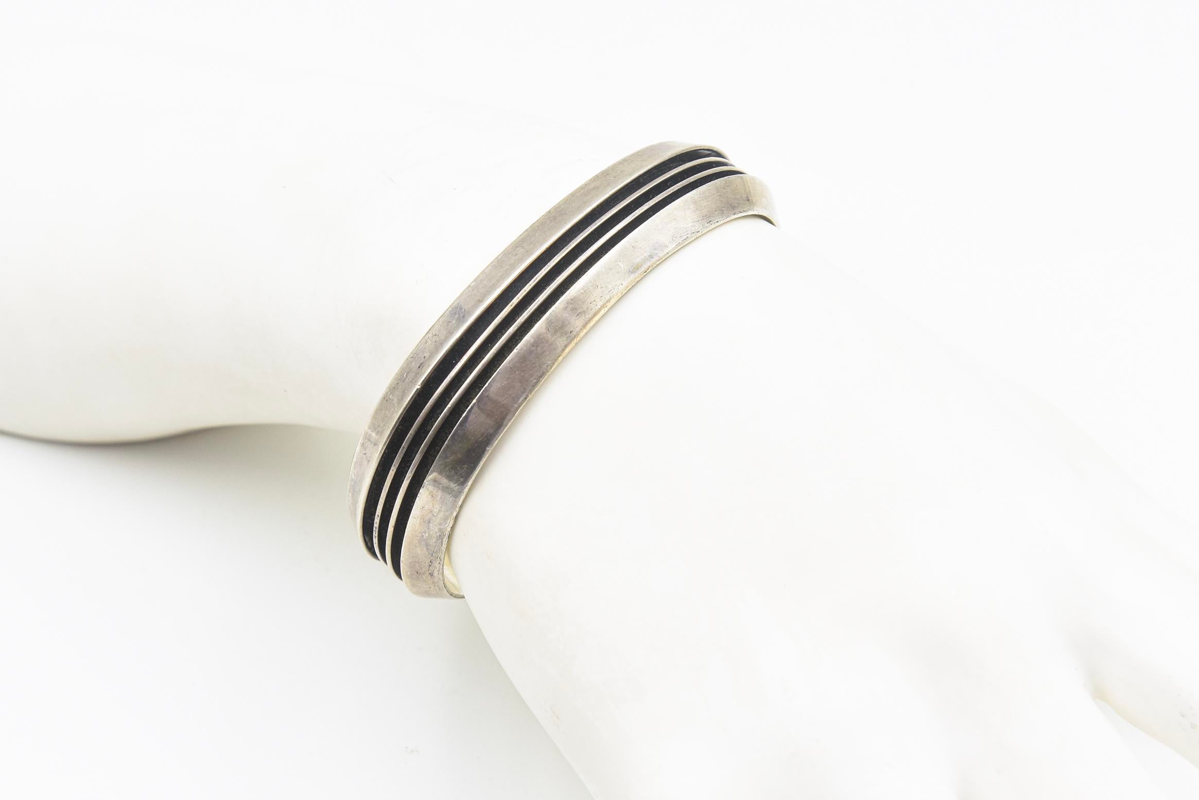 Navajo Native American Sterling Silver Cuff Bracelet by Tom