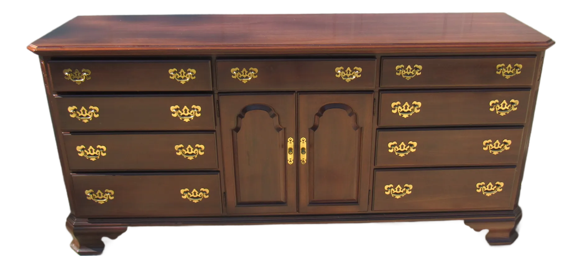 1980s Ethan Allen Dresser Chest Long Cherry Georgian Court | Chairish