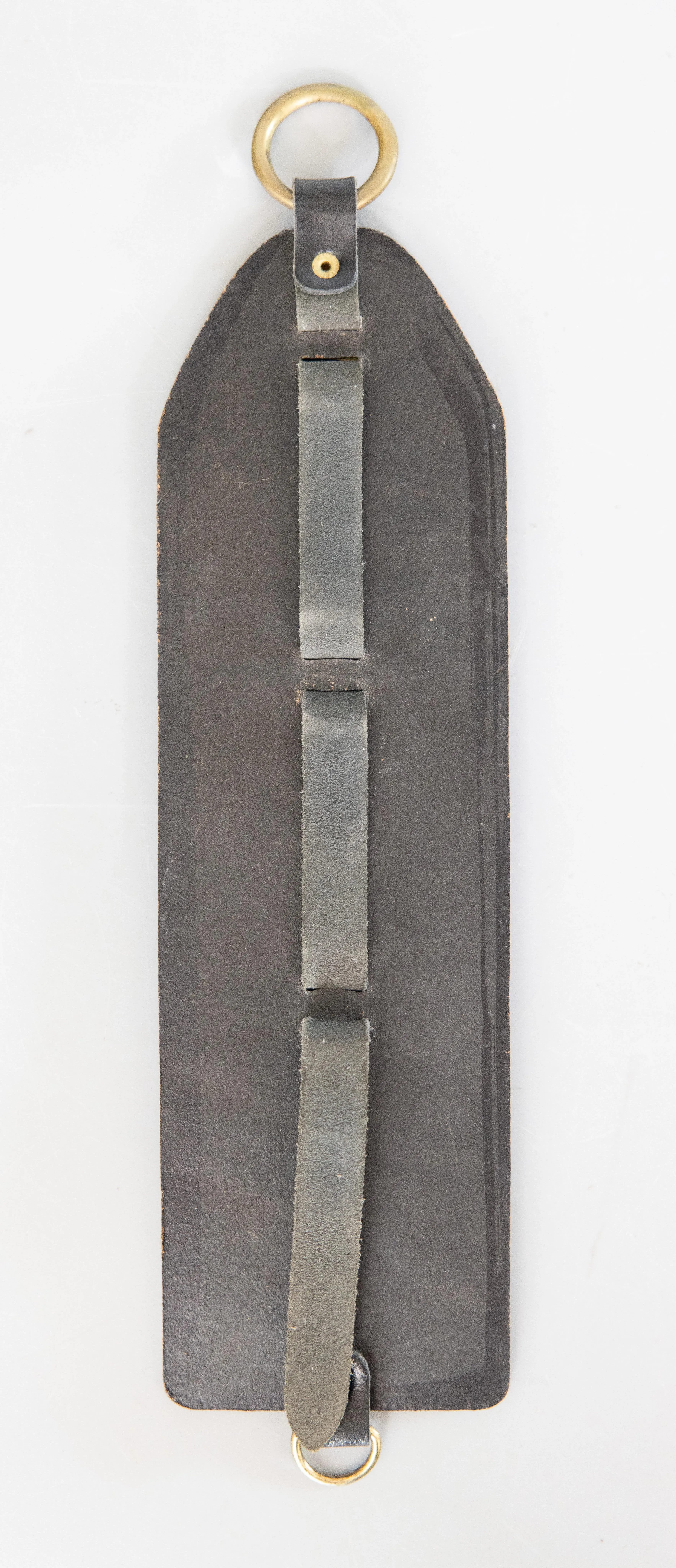 Early 20th Century English Equestrian Leather Strap With 3 Horse Brasses