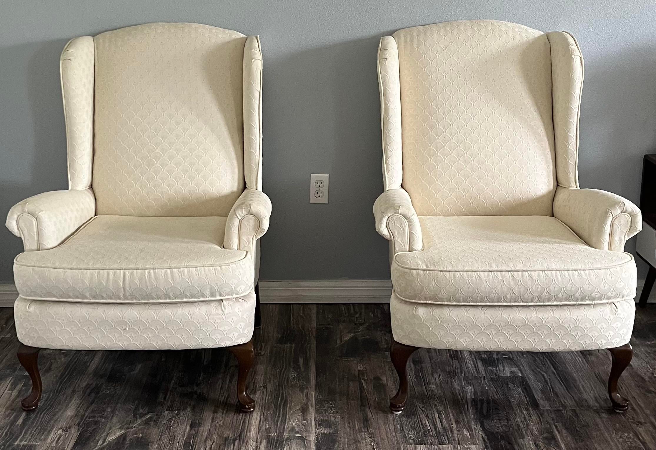 Mid 20th Century Wingback Chairs- a Pair by Les Brown