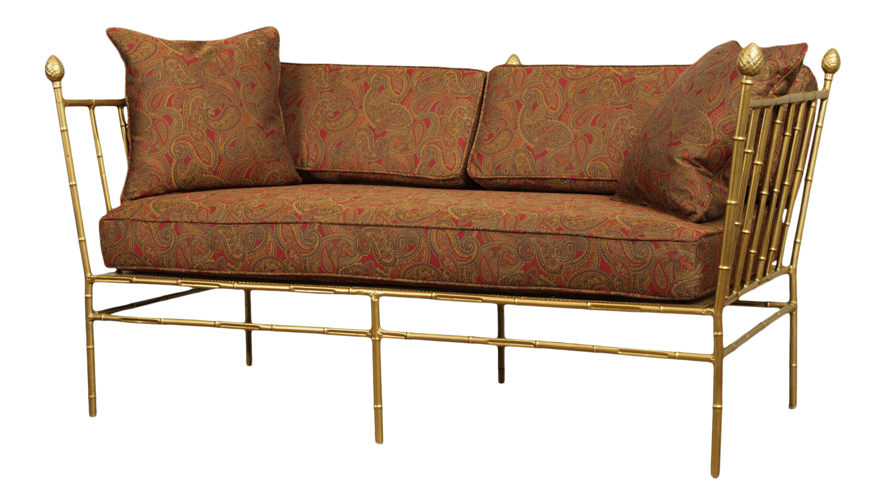 Hollywood Regency Vintage Italian Gilt Metal Faux Bamboo Sofa or Loveseat Chairish
