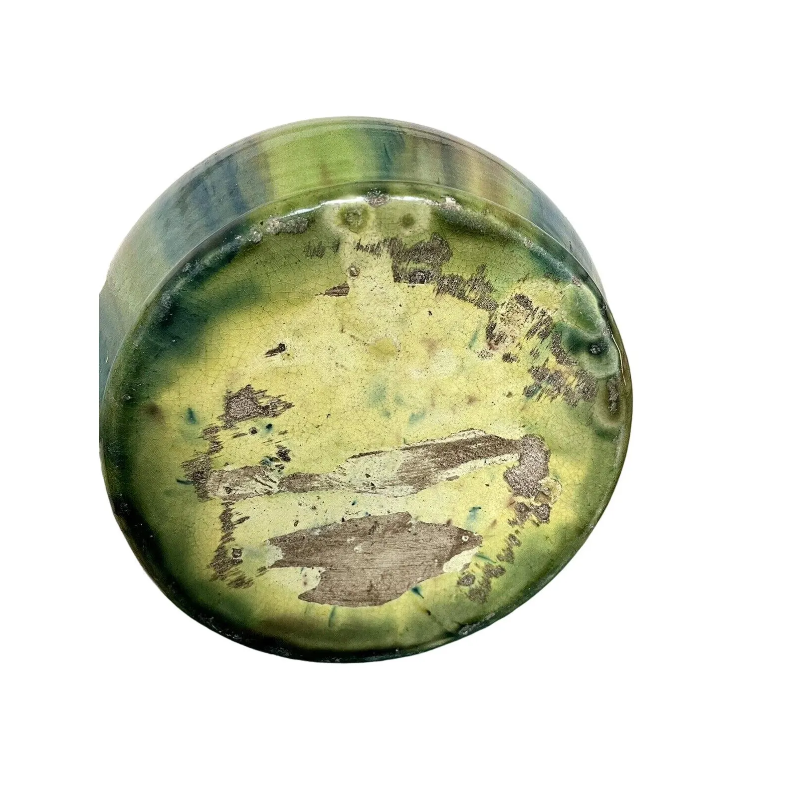Art Deco 1930's- 40's French Gourd Drip Glaze Pottery Vase
