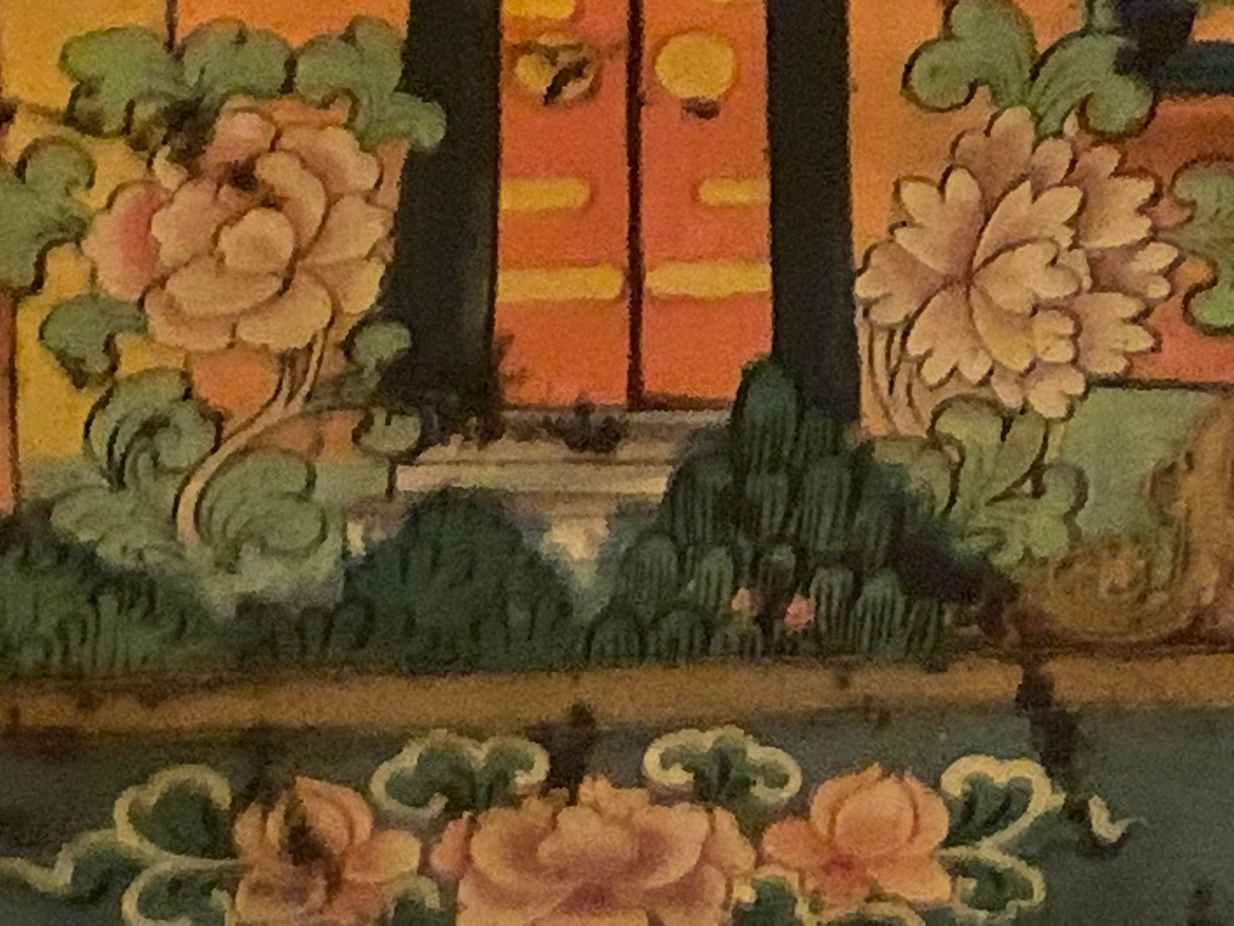 Antique Tibetan Painted Trunk Linen Chest Coffer