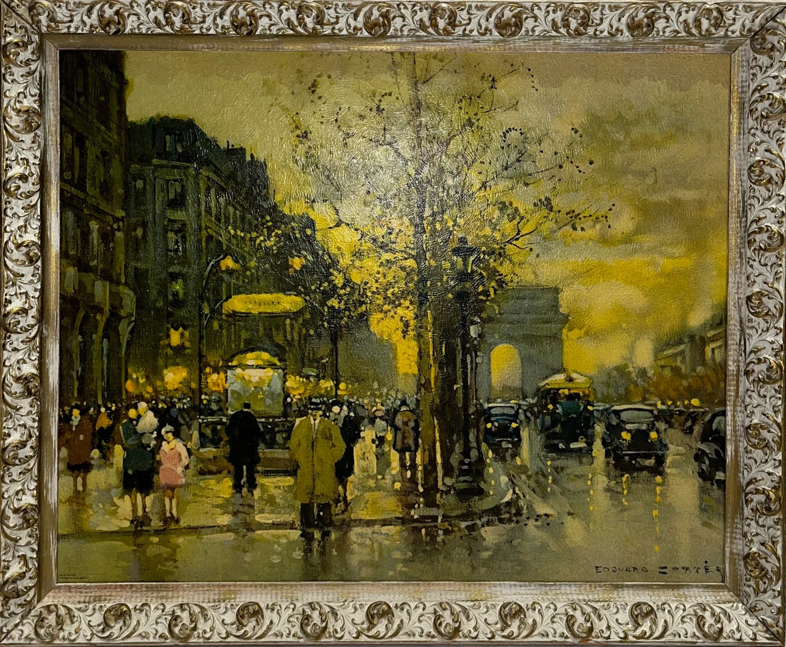 Edouard-Léon Cortès Paris Street Scene Lithograph | Chairish