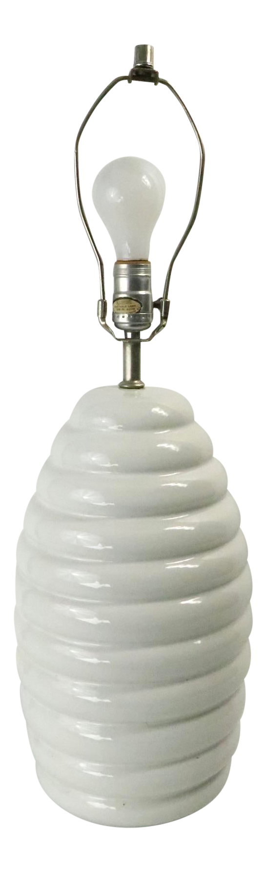 White Ceramic Beehive Table Lamp By C N Burman Chairish