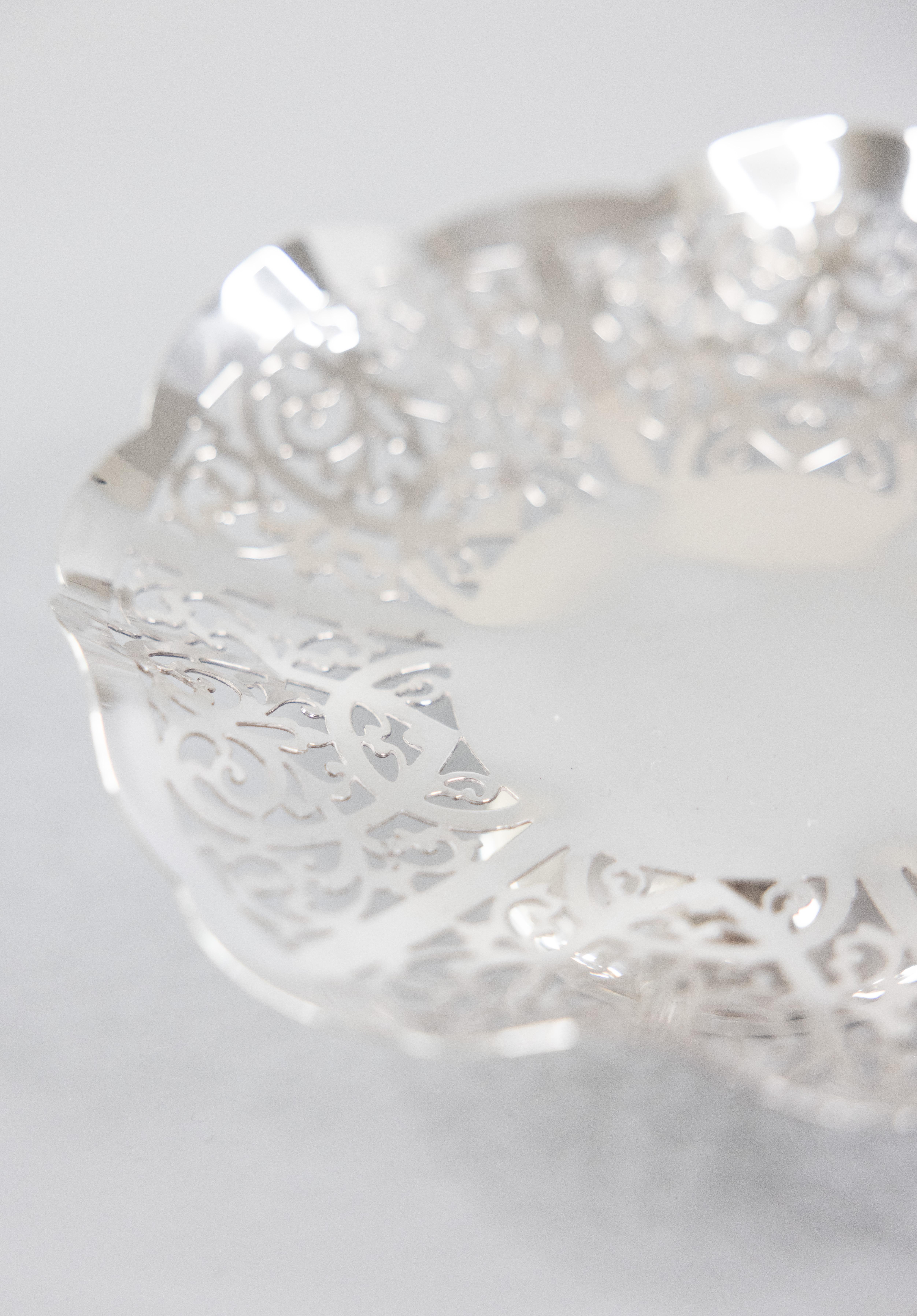 English Mappin & Webb Silver Plate Reticulated Pedestal Bowl