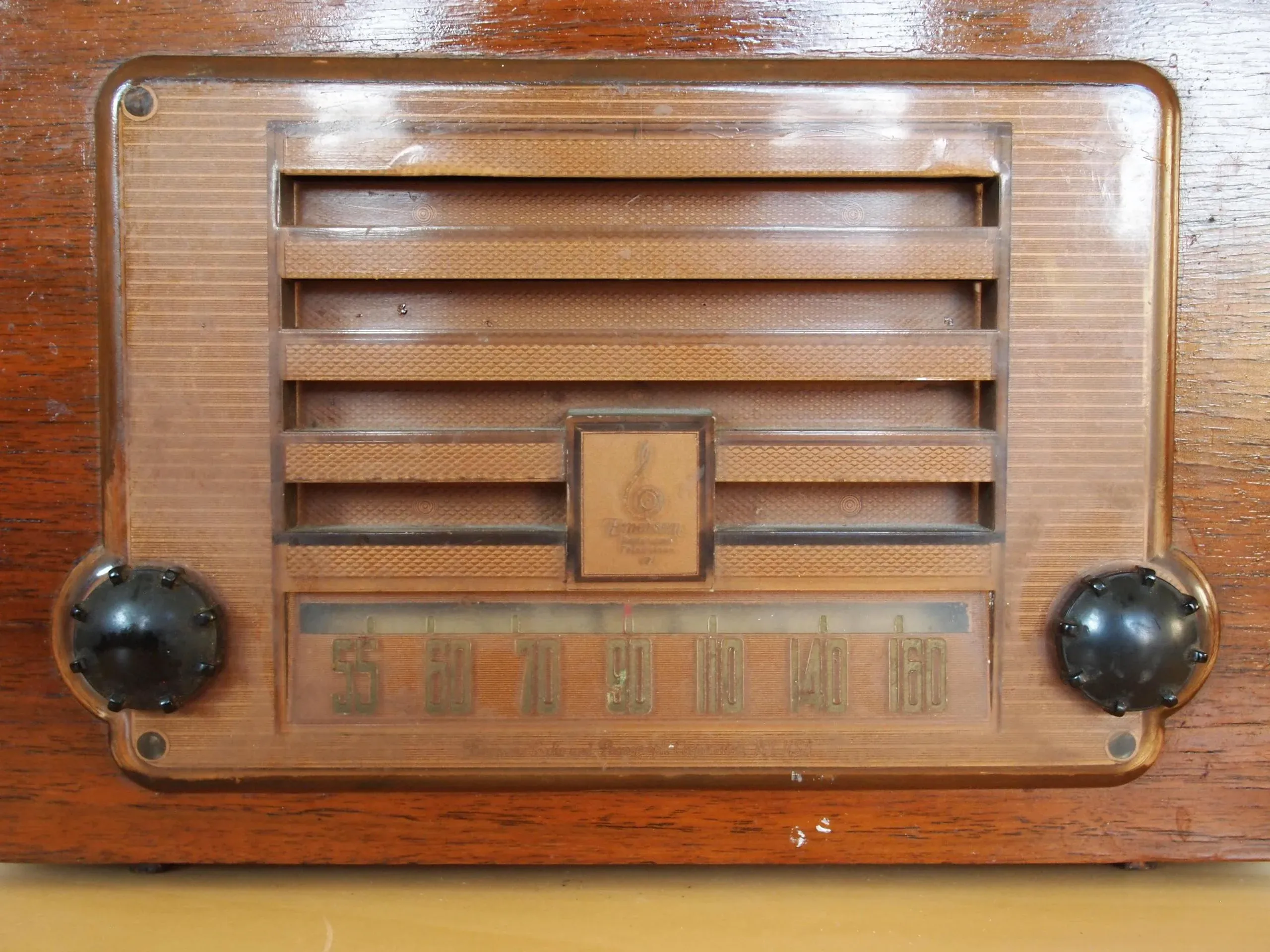 Vintage Eames Emerson 588a Radio, Walnut Bent Plywood, Mid-Century