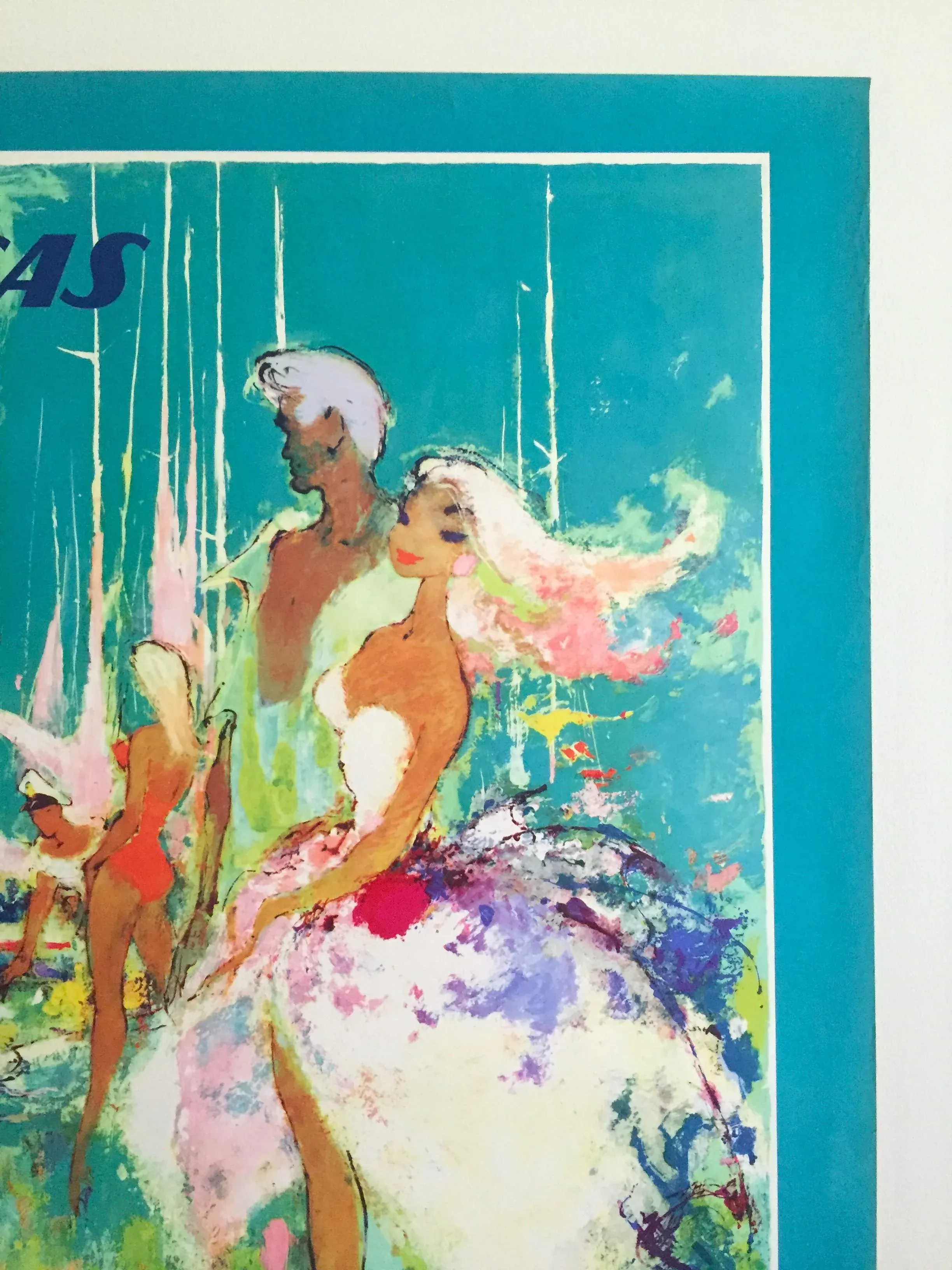 Scandinavian Arlines Vintage 1960 Mid Century Modern Lithograph