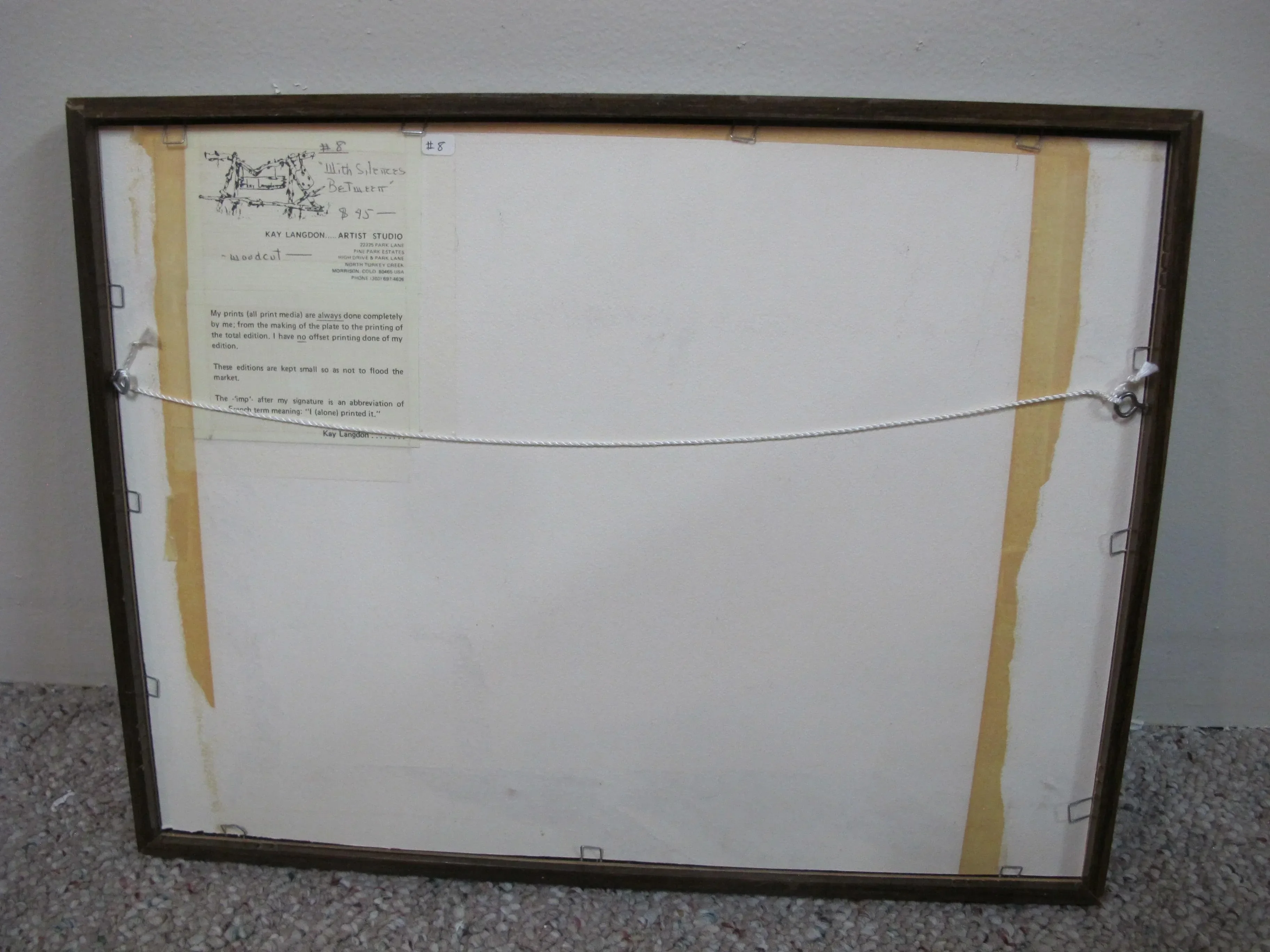 Kay Langdon Signed Framed Artist Proof Multi-Media Woodcut With Silences Between