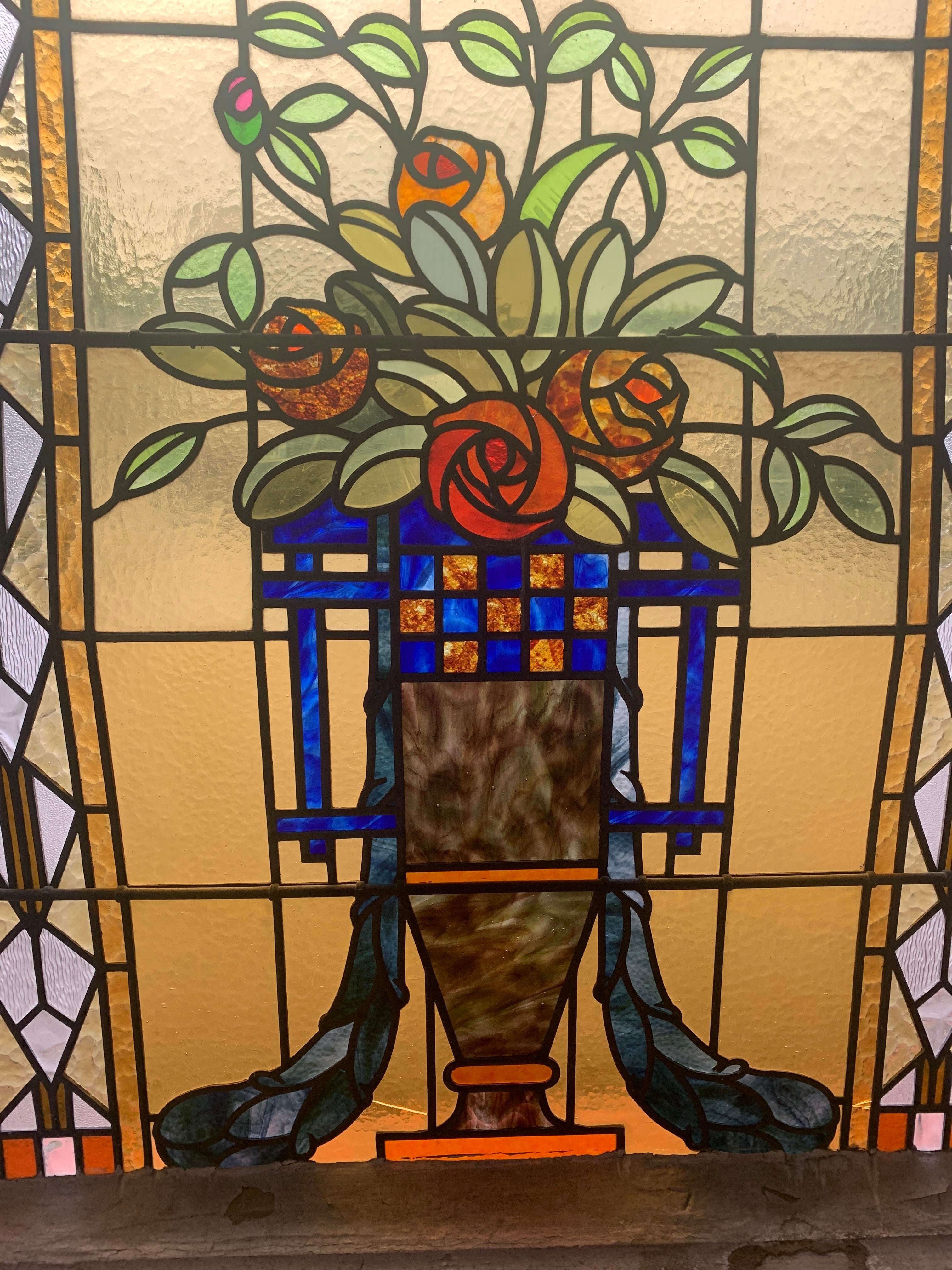 Art Deco Stained Glass Panel