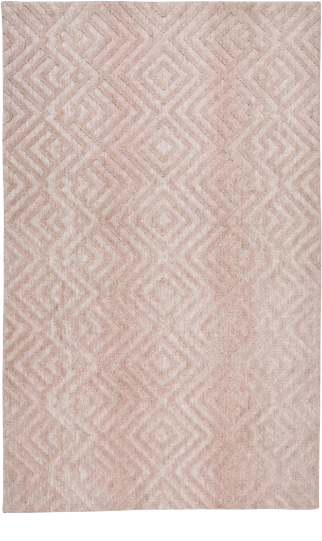 Colton Modern Art Deco Rug, Blush Pink/Champagne, 5ft x 8ft Area Rug