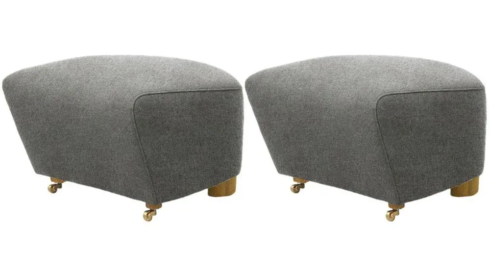 Set of Grey Natural Oak Hallingdal the Tired Man Footstools by Lassen