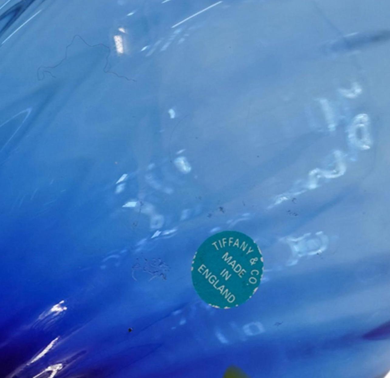 Mid 20th Century Tiffany & Co. Blue Spiral-Cut Glass Vase | Chairish