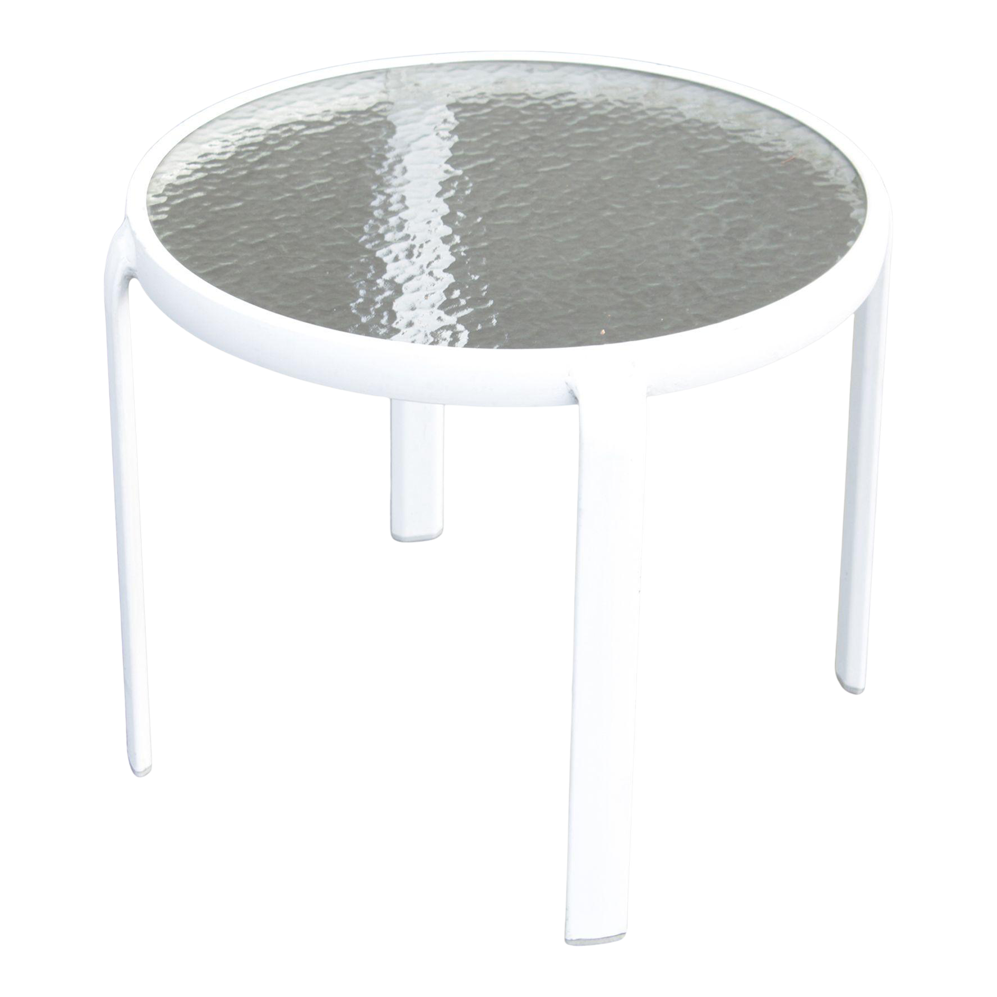 1980s Aluminum & Glass Round Outdoor Patio End Table Chairish
