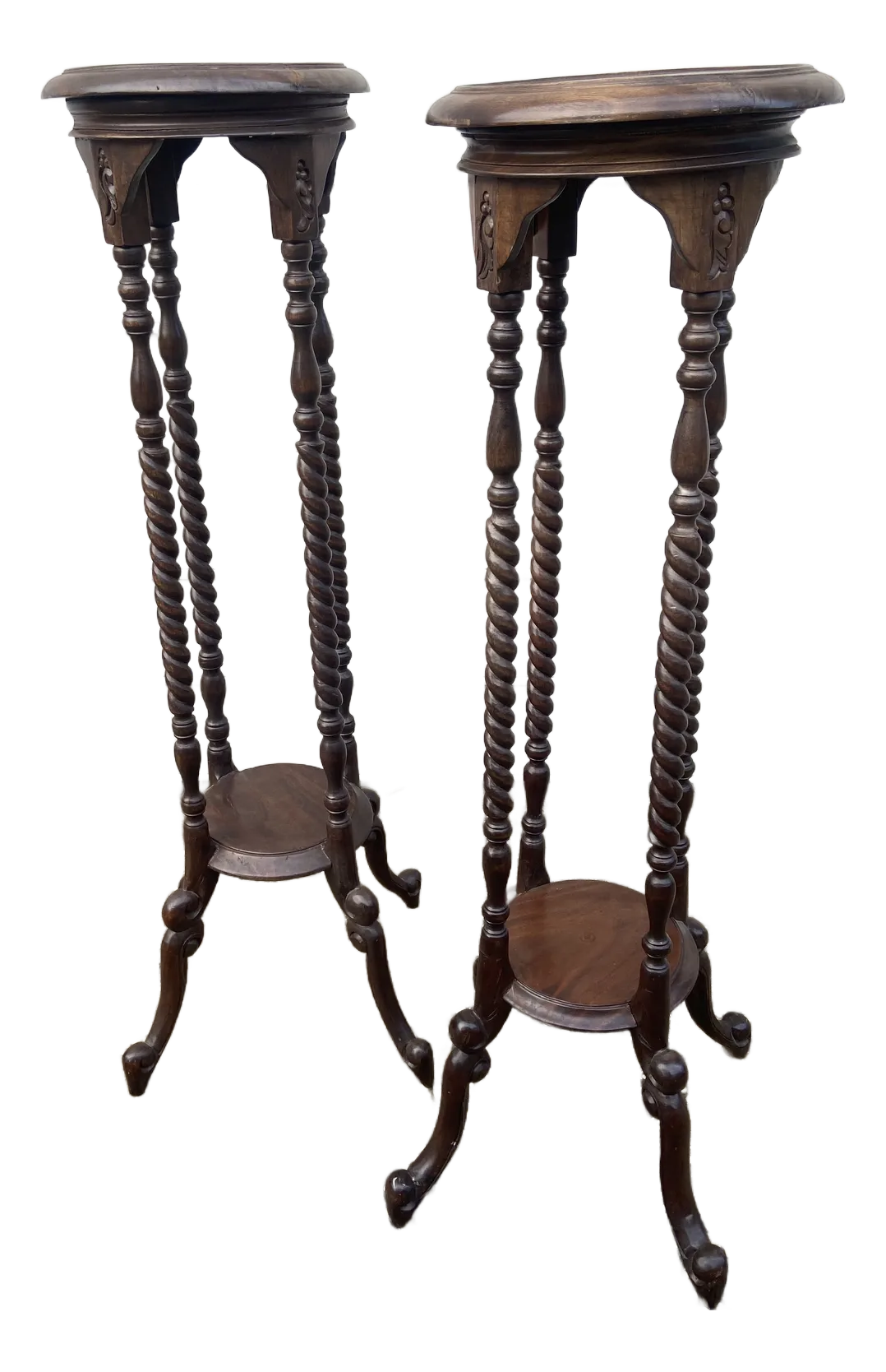 Early 20th Century Victorian Carved Mahogany or Walnut Plant