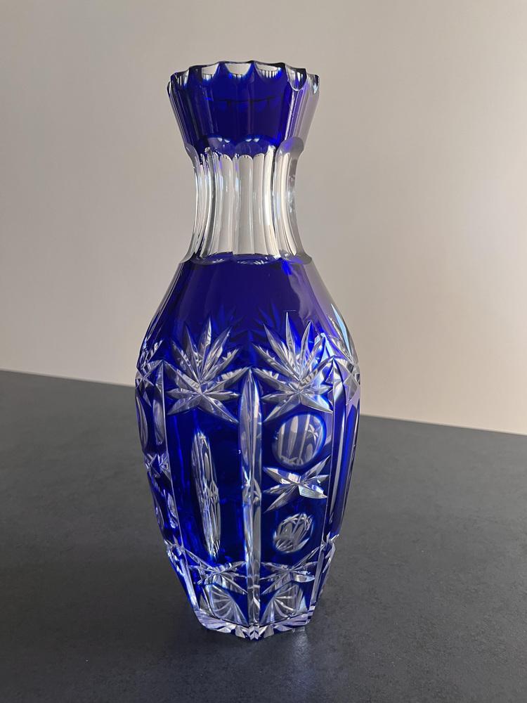 Inlaid Blue Crystal Vase, 1960s