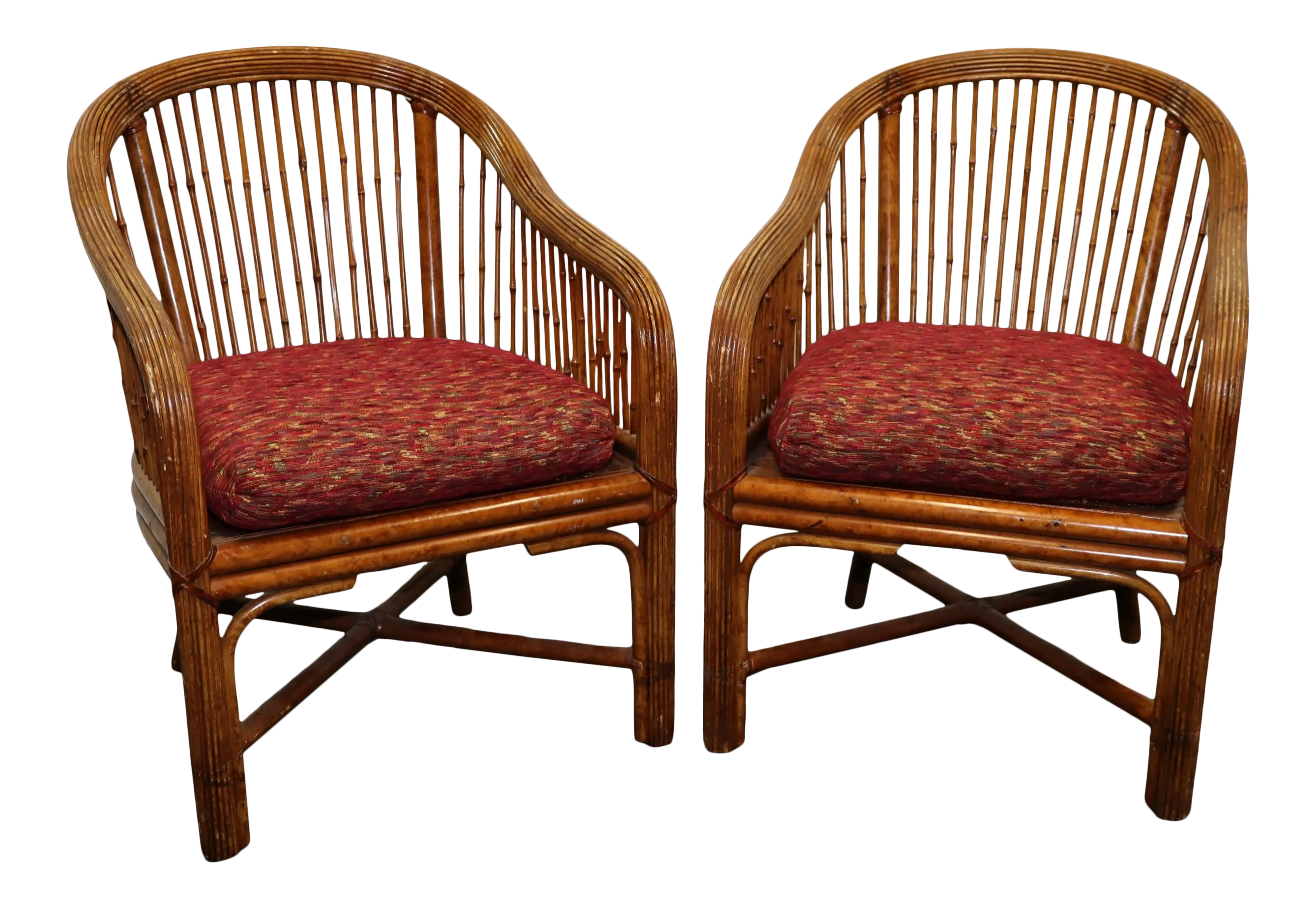 Mid Century Bamboo Rattan Club Chairs a Pair Chairish
