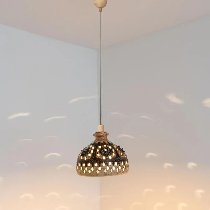Cone Chocolate Brown Ceramic Pendant Light, 1970
