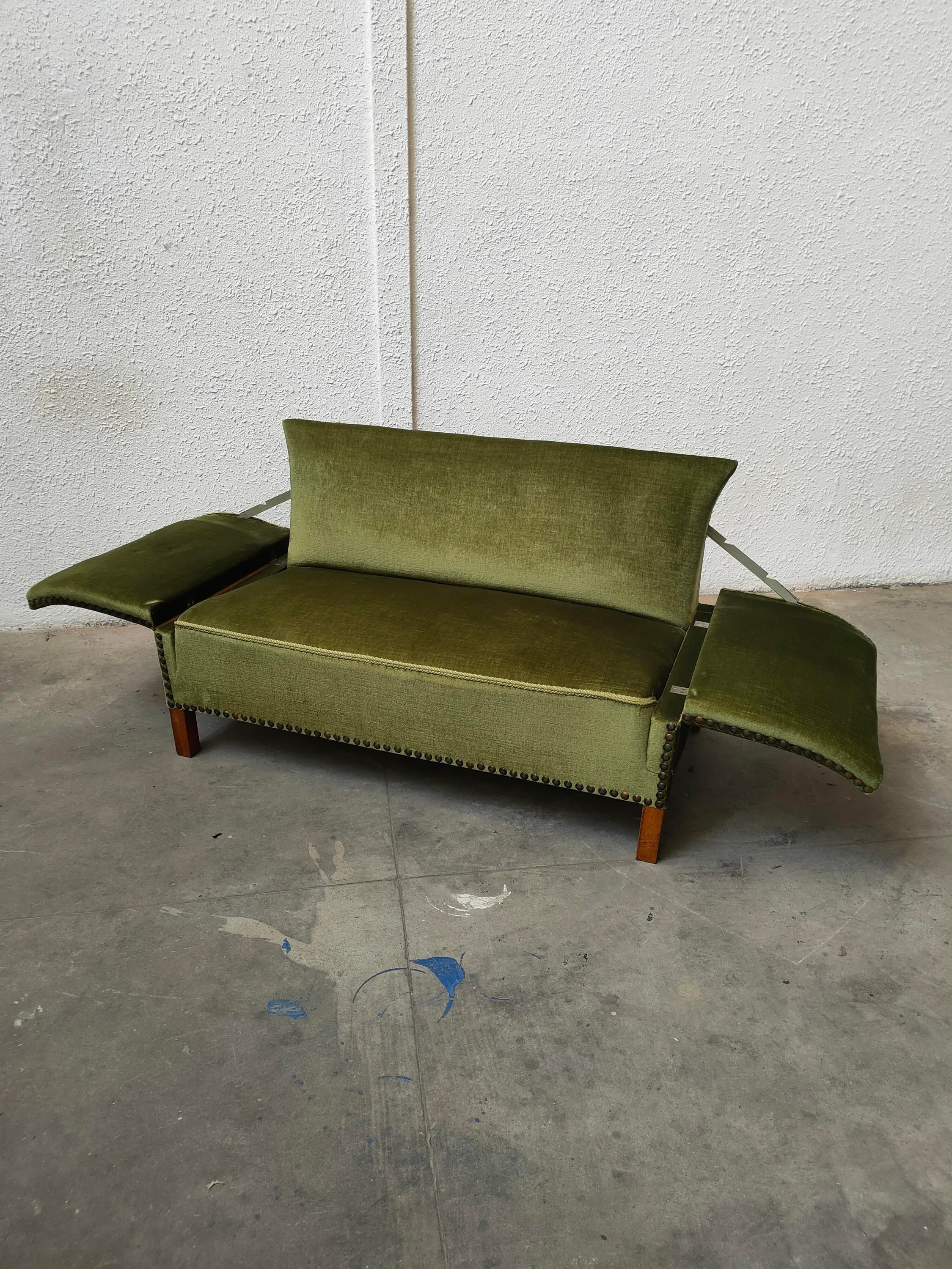 Mid-Century Danish Velvet Sofa Bed, 1970