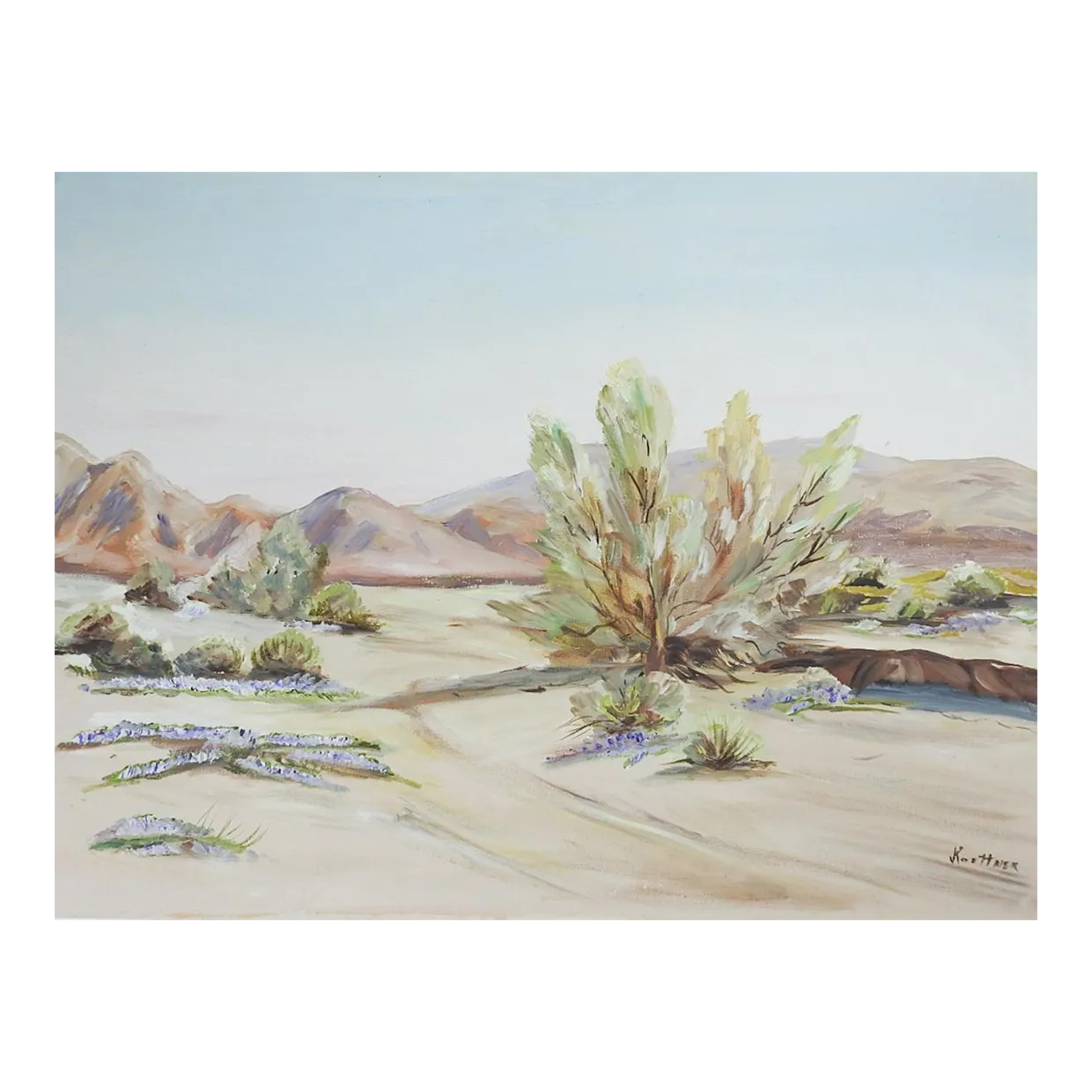 Vintage impressionist desert mountain landscape painting chairish