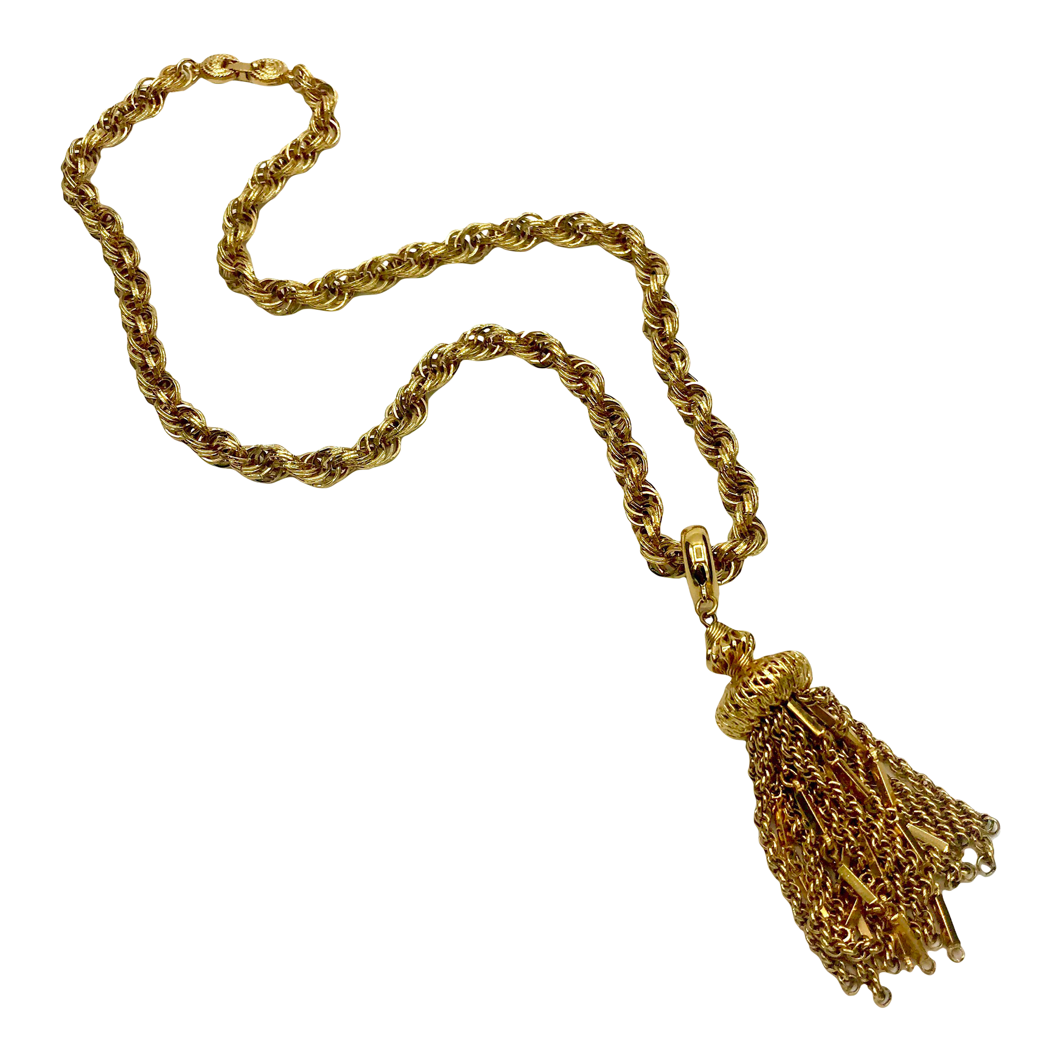 1960s Monet Gold Chunky Tassel Necklace Chairish