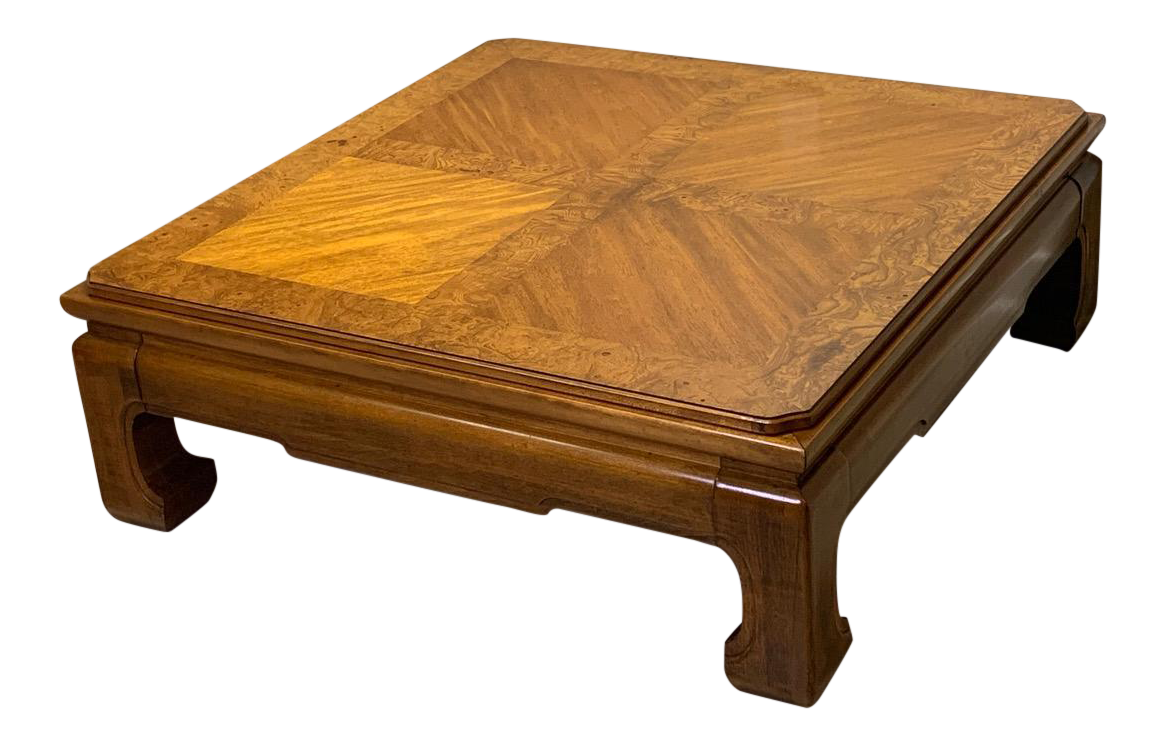 Vintage Thomasville Ming Style Burl Wood Square Coffee Table Chairish