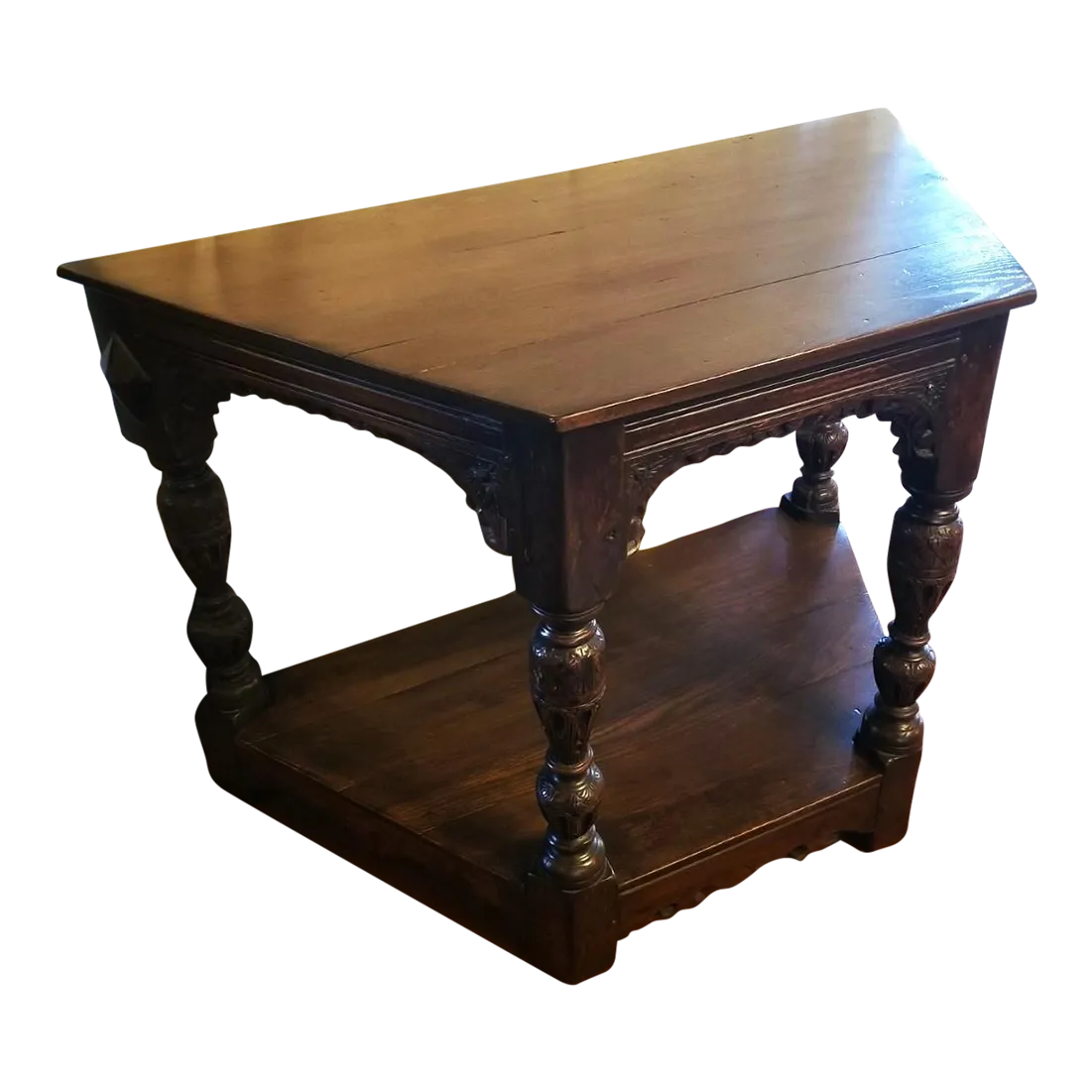 1930s Jacobean Style Carved Trapezoidal Table Chairish