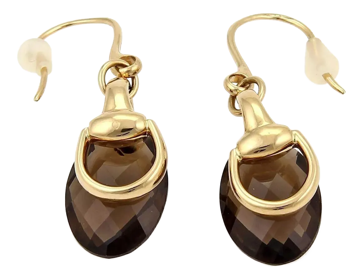 19805 - Gucci Smoky Quartz Horsebit 18k Yellow Gold Hook