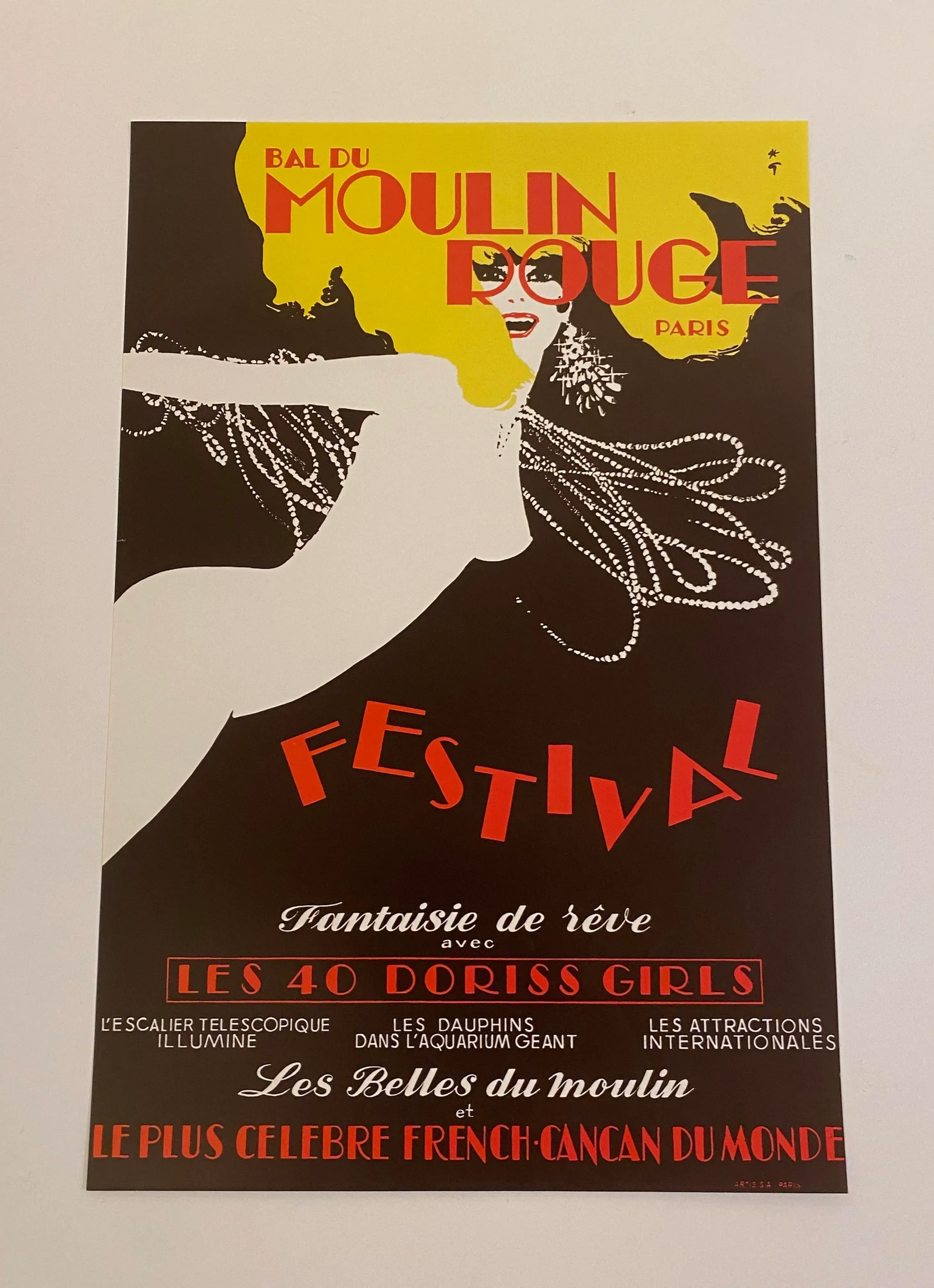 ルージュベイザー 1948年 パリ RENE GRUAU ルネグリュオ ポスター Original Vintage Bal du Moulin Rouge Paris Festival Offset